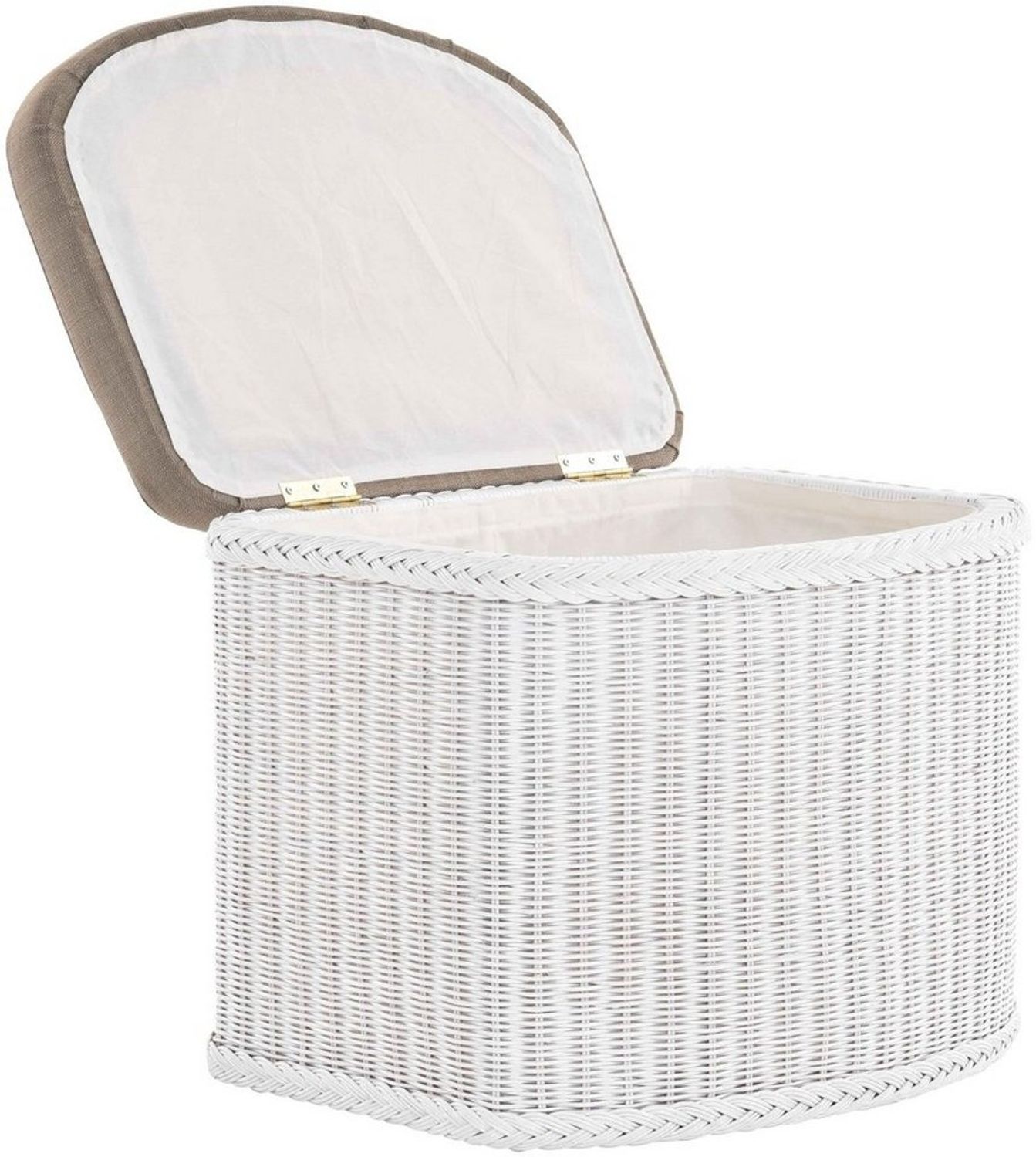 Krines Home Wäschetruhe Wäschekorb bauchig Sitz Truhe Sitzbank mit Deckel Sitzhocker Polster (Wäschebox mit Inlett), Sitzbank mit Stauraum Bild 1