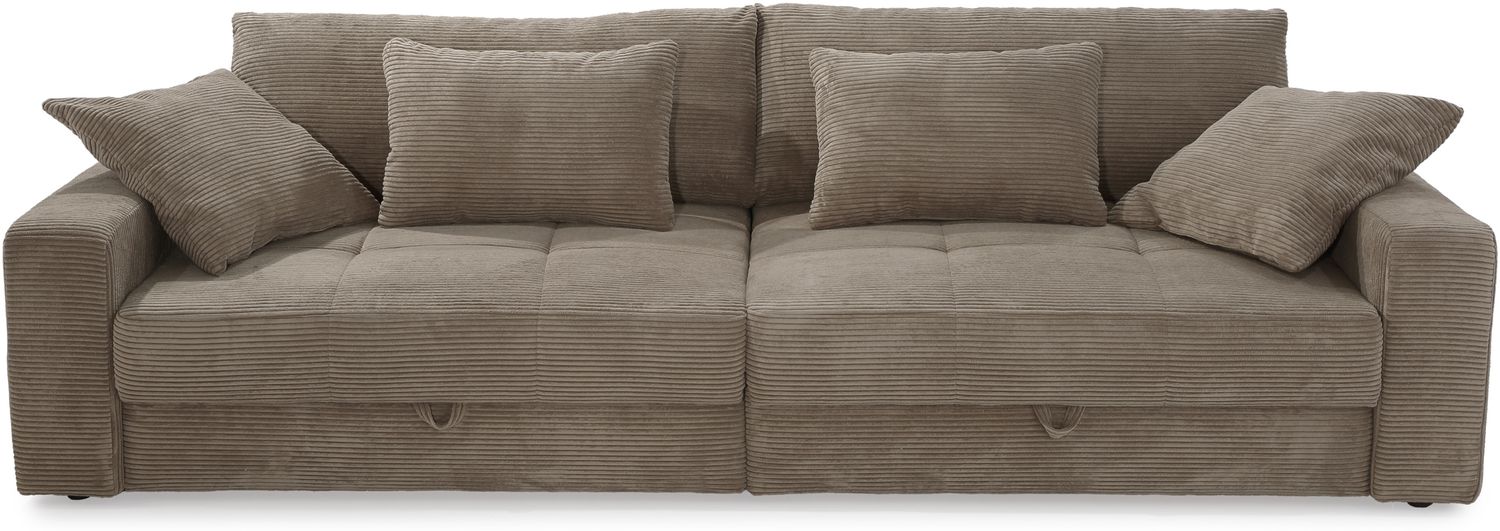 Big-Sofa 284 cm breit Wellenunterfederung Lounge-Couch Stauraum Cord Braun Taupe Bild 1