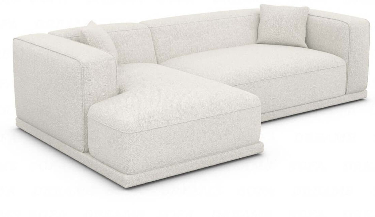 Couch Merida L Form in Samtstoff - Boucléstoff - pearl - Links Bild 1