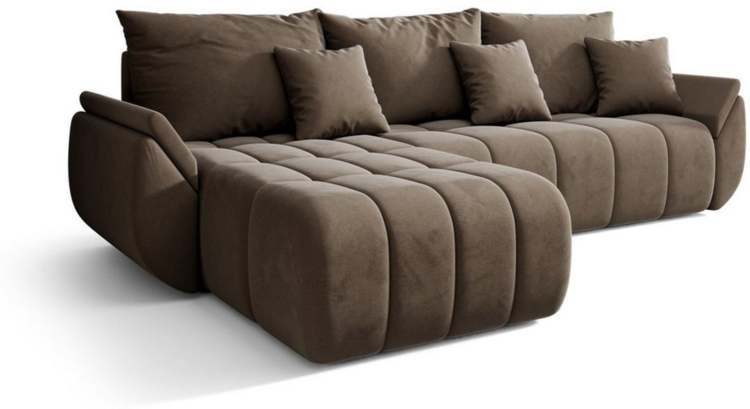 Ecksofa Schlafsofa LOUISE Stoff Monolith Braun Ottomane Links Bild 1