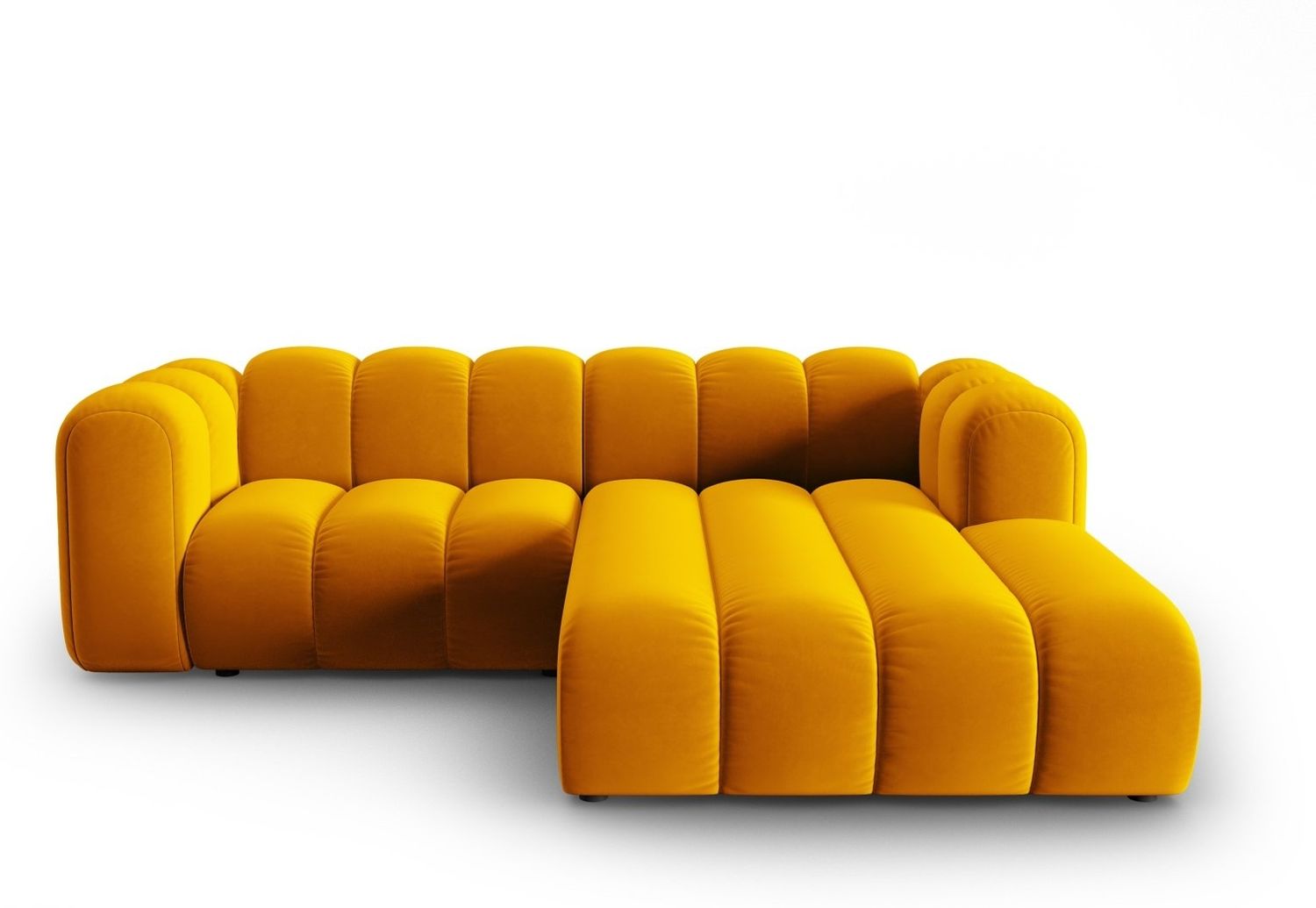 Micadoni Modulares Ecksofa Lupine 3-Sitzer Rechts Samtstoff Salvador Gelb Bild 1