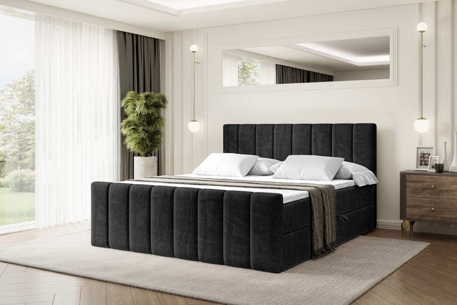 ALTDECOR Boxbett OTTA-Z (Multipocket-Matratze H4, H3 Matratze Bonellfederung, Topper, Kopfteil), Doppelbett mit Fußteil Bild 1