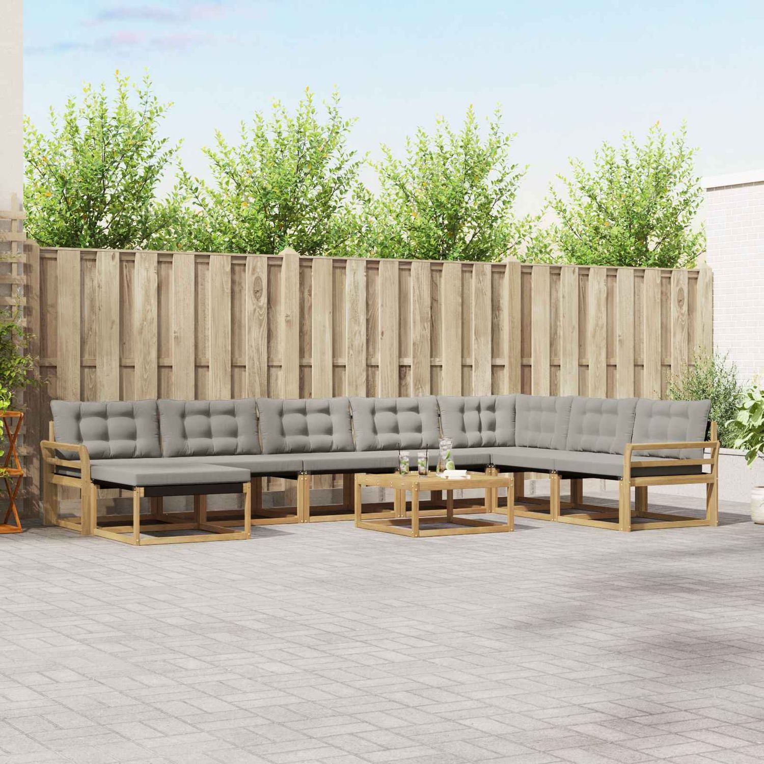 vidaXL Outdoor-Sofagarnitur 9 pcs Weiß und Hellgrau 79 x 79 x 37 cm 3388997 Bild 1