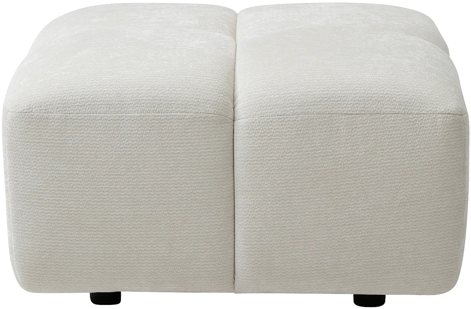 Vente-unique - CARLIVI Pouf Stoff Weiß - B 78 cm x H 42 cm x L 78 cm Bild 1