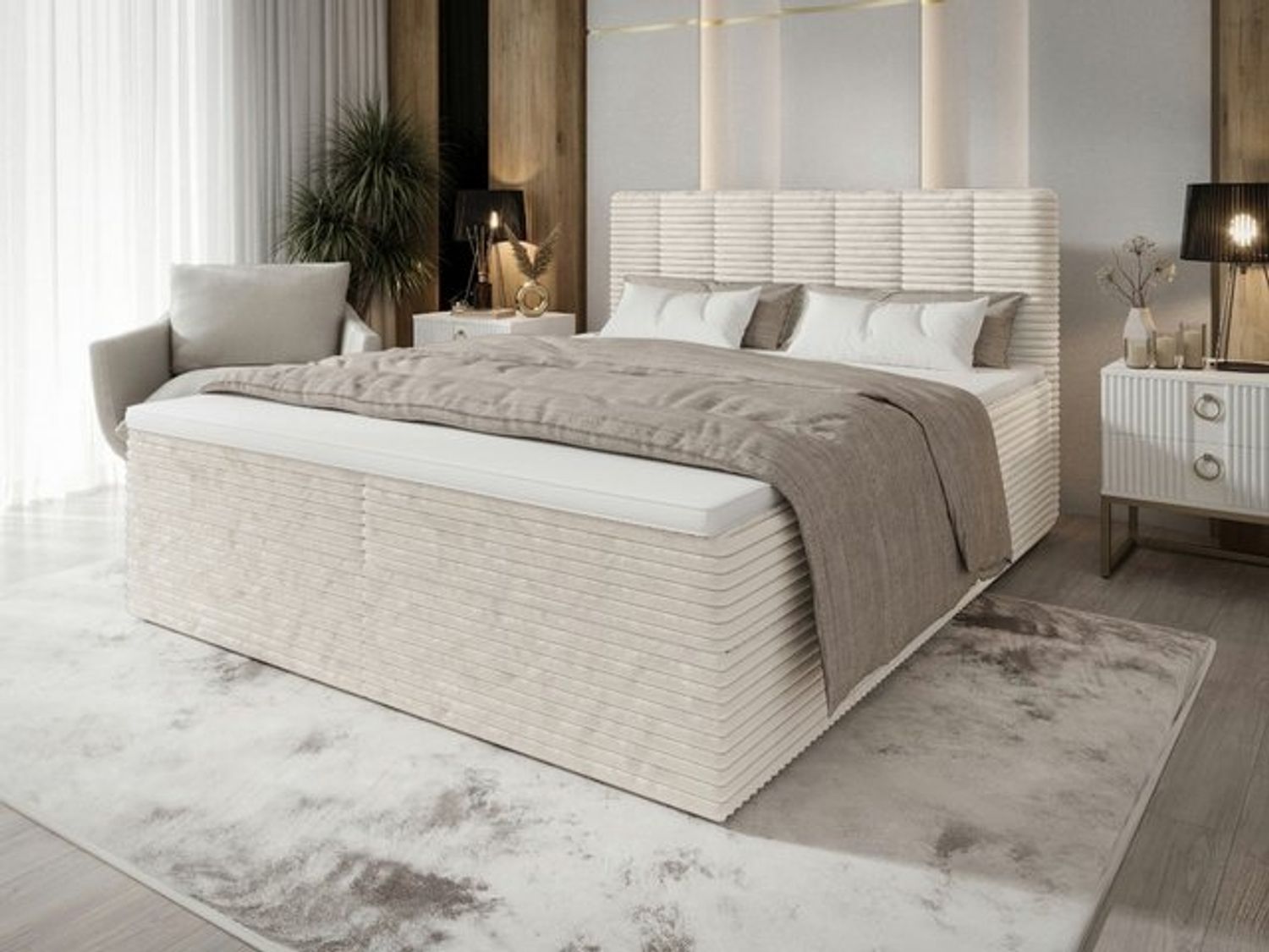 B&B Home 'Tiliani' Boxspringbett, Beige, 120x200 cm Bild 1