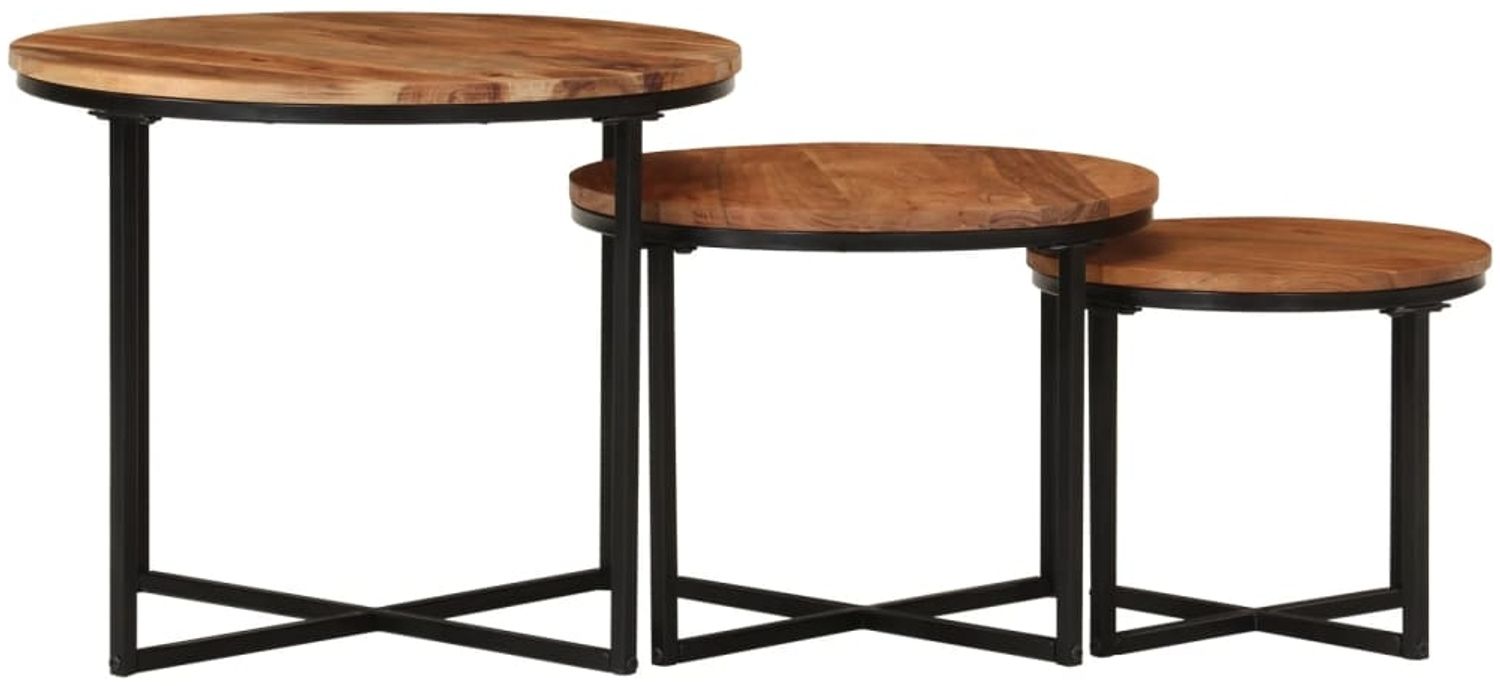 Couchtische, Sofatische 3 Stk. Massivholz Akazie und Eisen Bild 1