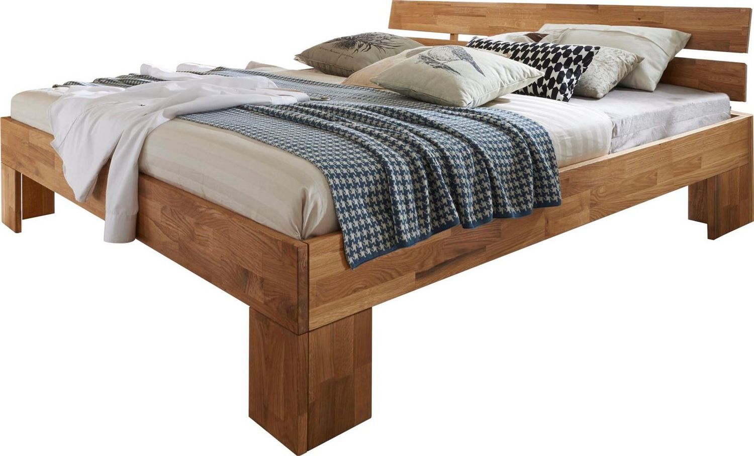 Home affaire Massivholzbett Tommy, FSC-zertifiziertes Massivholz, aus Wildeiche, in unterschiedlichen Breiten, Balkenbett, Futonbett Bild 1