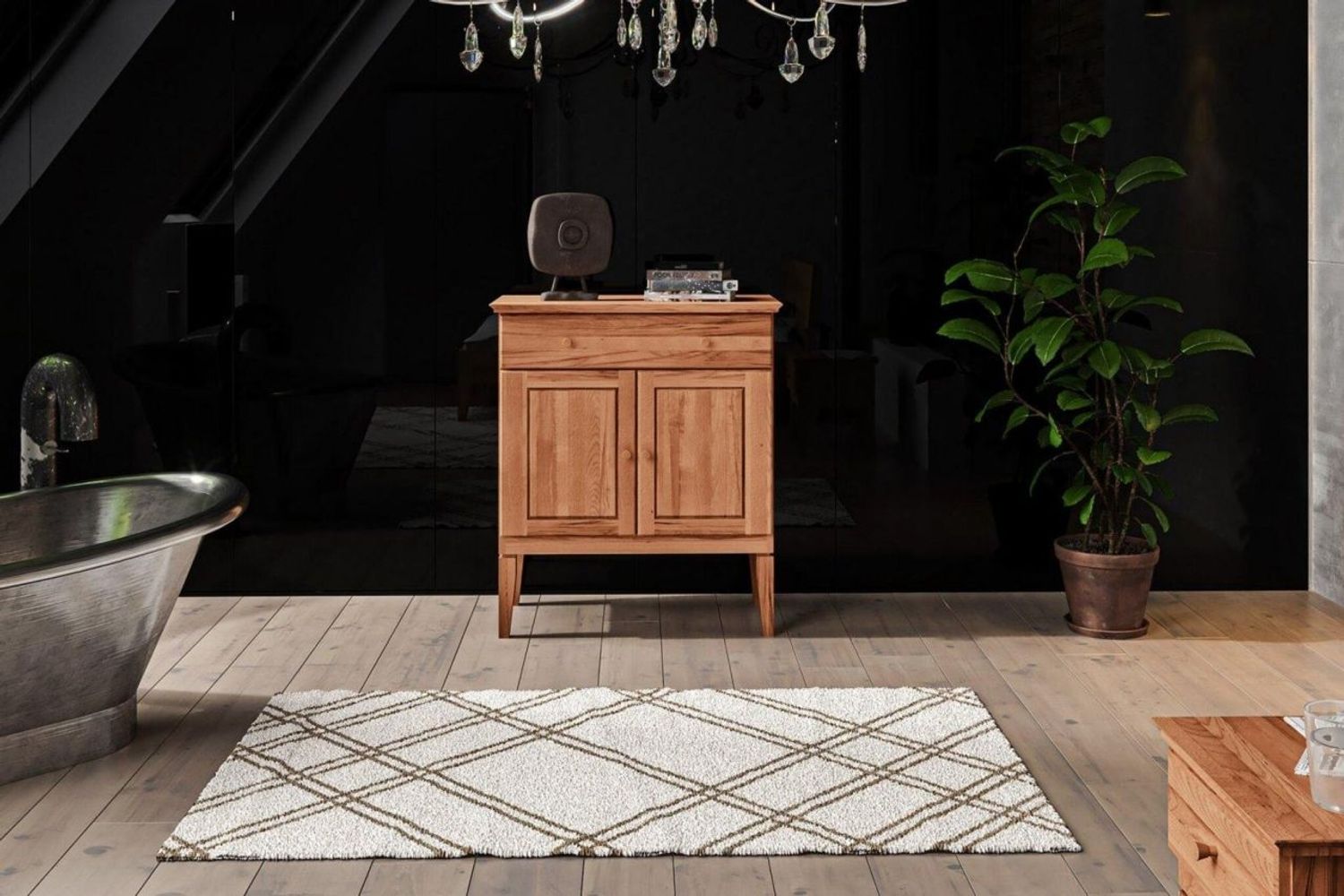 Kommode LENNES Eiche massiv 87x100x45 cm Bild 1