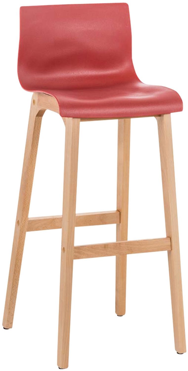 Barhocker DELHI - Rot, Holz Barhocker mit Lehne Barstuhl Tresenhocker Tresenstuhl Kneipenhocker Kneipenstuhl Bild 1