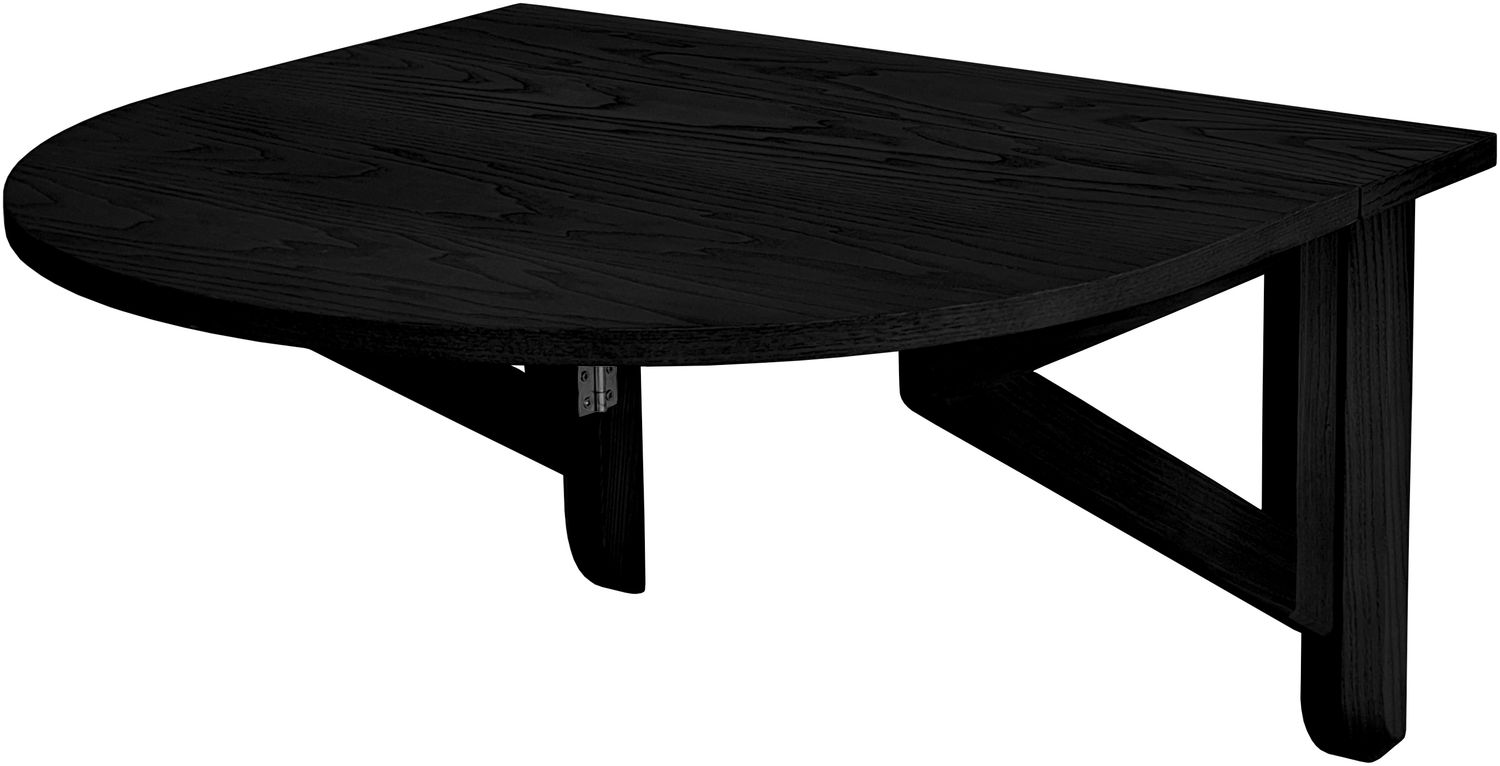 Wandklapptisch Halboval Klapp, 70 x 65 cm, für 2 Personen, Eschenplatte in Schwarz, Klapptisch, kleiner Schreibtisch, Ragaba Bild 1