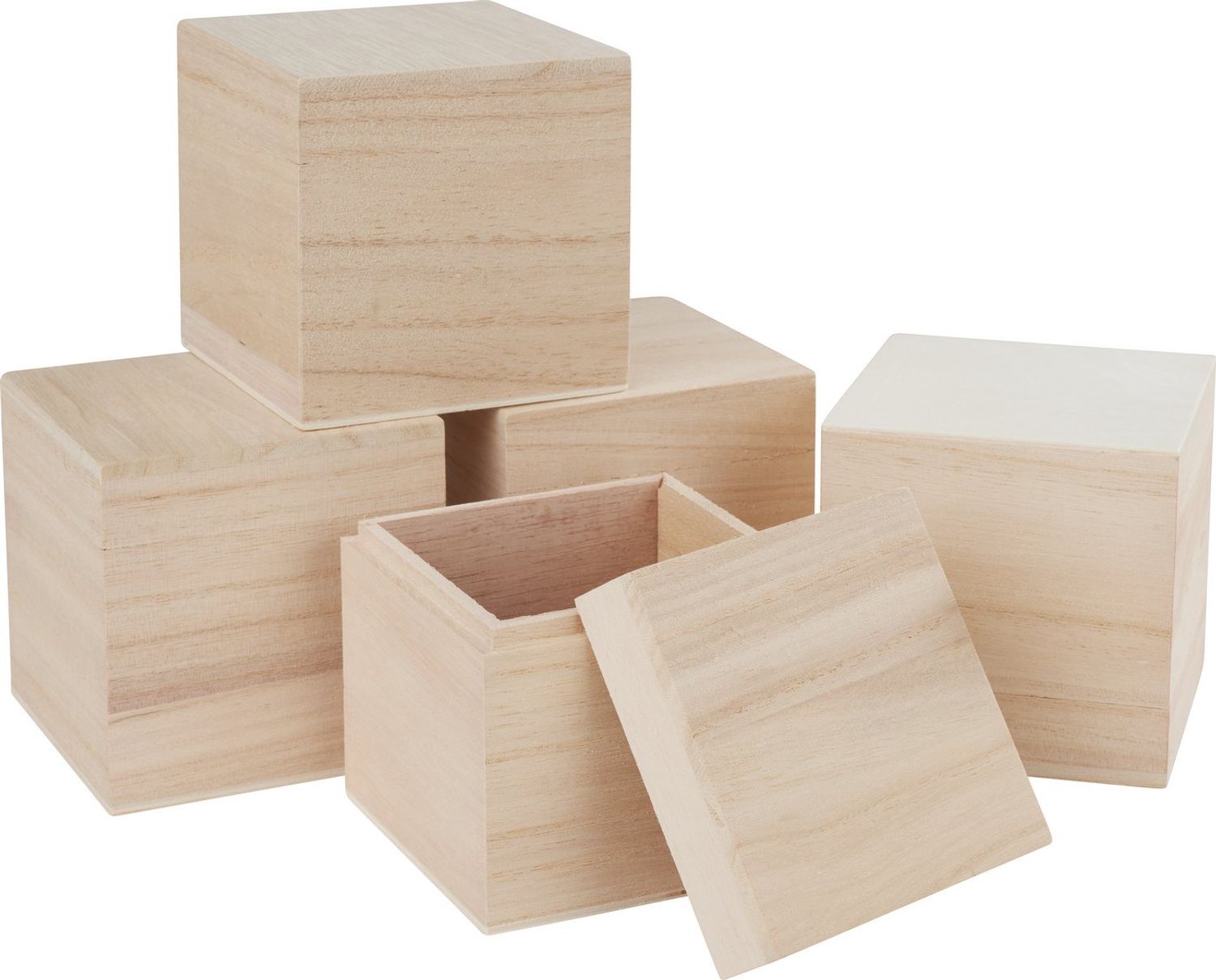 VBS Aufbewahrungsbox Holzbox Würfel, 8 cm x 8 cm x 8 cm 5er-Pack Bild 1