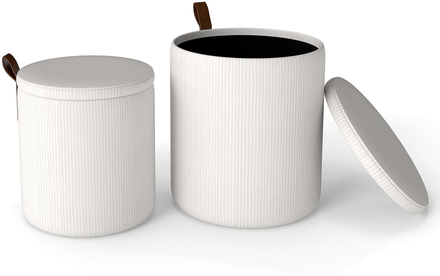 2er-set Runde hocker mit stauraum verschachtelbare Sitzhocker mit abnehmbaren Deckeln Weiß Bild 1