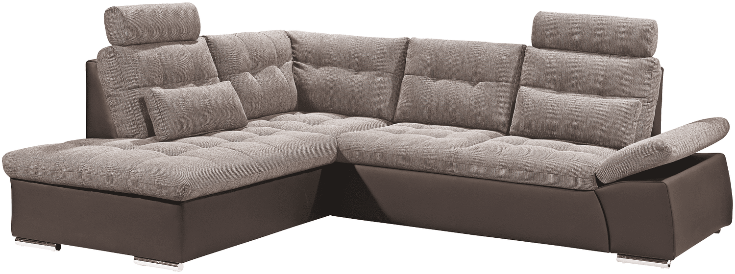 Ecksofa Jakarta Dunkelbraun / Camel – Modernes Sofa mit Schlaffunktion & Kissen | ED Exciting Design Bild 1