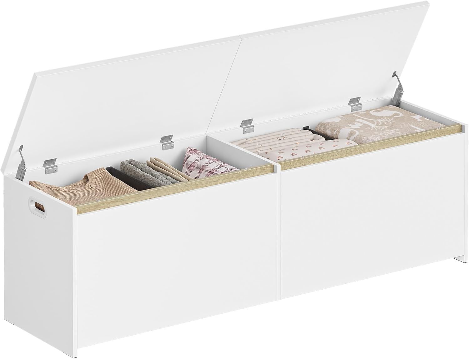 Schuhbank mit Stauraum, Sitzbank, Aufbewahrungsbox, Geeignet für Wohnzimmer, Flur und Schlafzimmer, weiß, 40 x 150 x 47 cm Bild 1