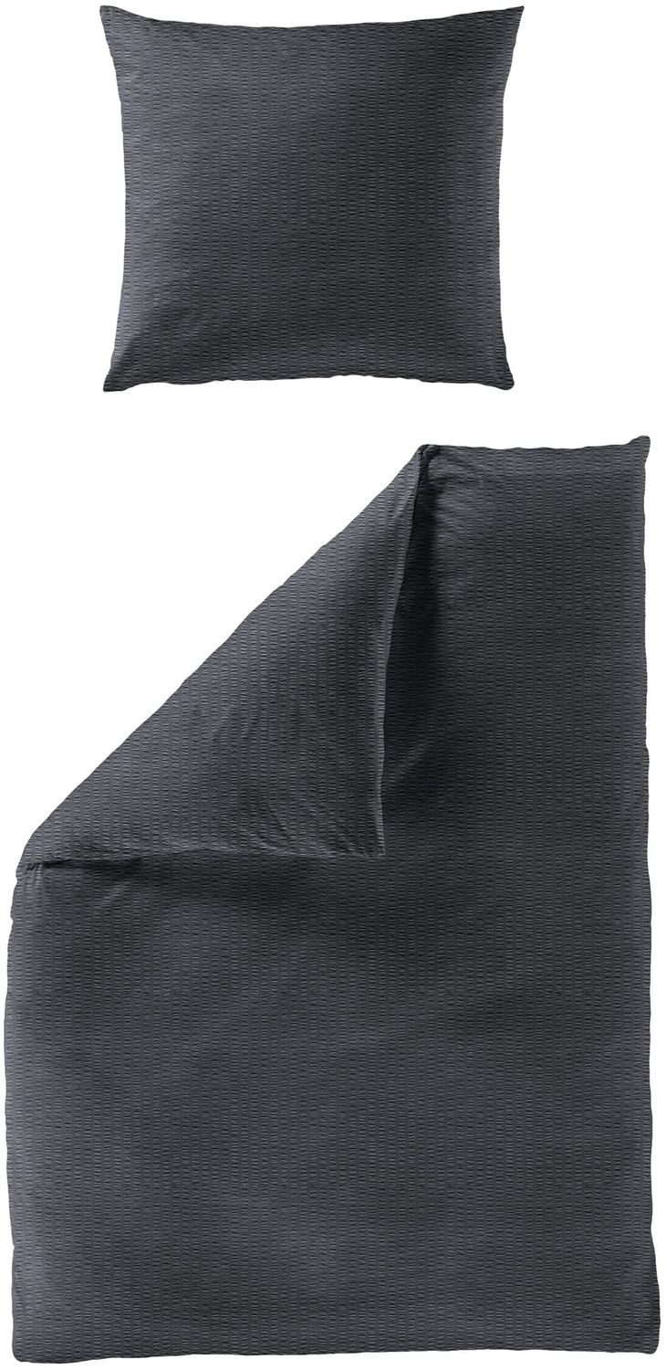 BIERBAUM Bettwäsche Chic uni, Seersucker, 3 teilig, Seersucker, 100 % Baumwolle, pflegeleicht, uni Bild 1