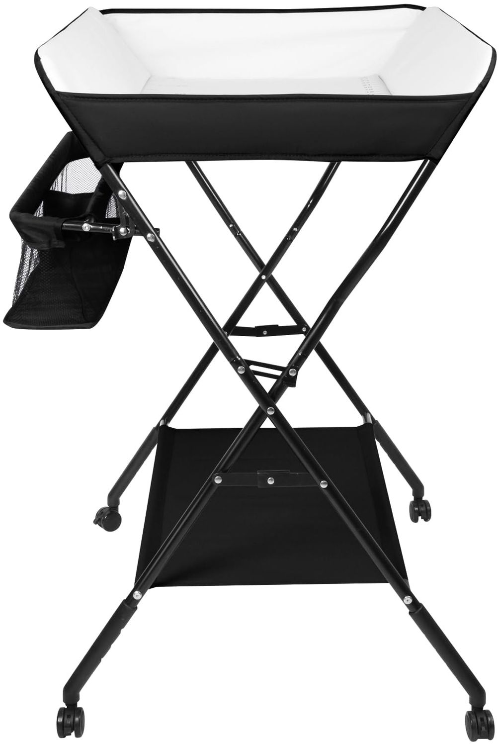 Wickeltisch, zusammenklappbar, mit Aufbewahrungskorb, Struktur aus Eisen, max. Belastung 25 kg, für Neugeborene, ergonomisches Design, Wickeltisch, 86 x 62 x 96 cm – Schwarz Bild 1