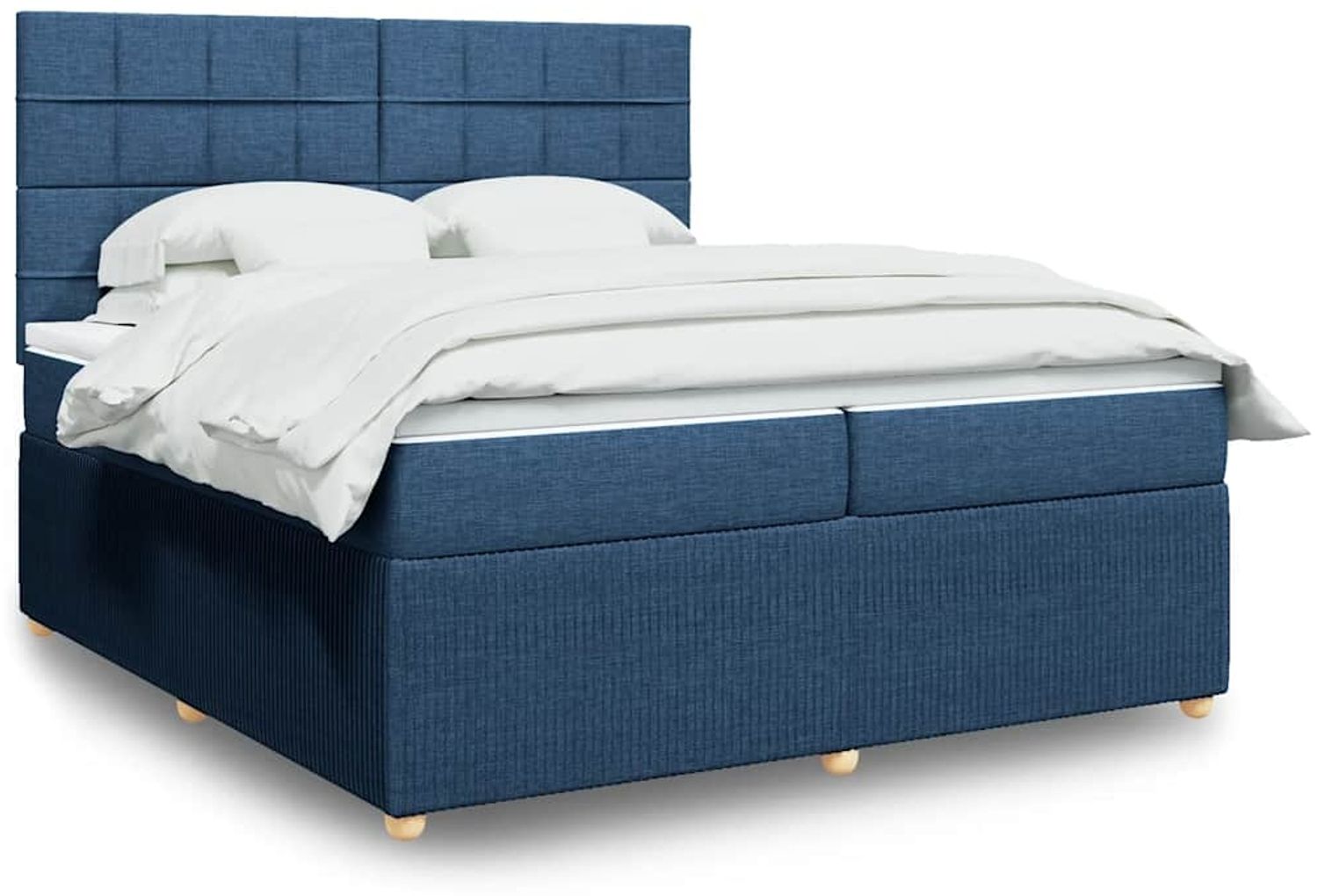 vidaXL Boxspringbett mit Matratze Blau 200x200 cm Stoff 3292169 Bild 1