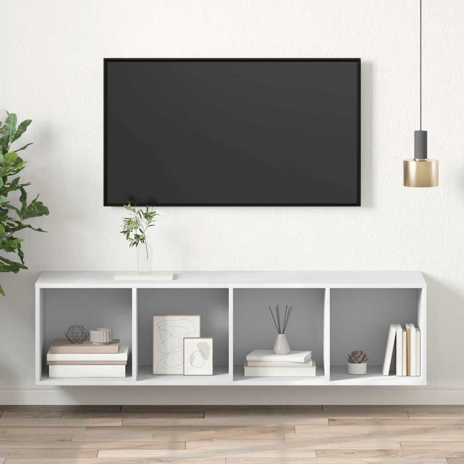 vidaXL TV-Wandschrank Weiß 37x37x142,5 cm Holzwerkstoff 805489 Bild 1