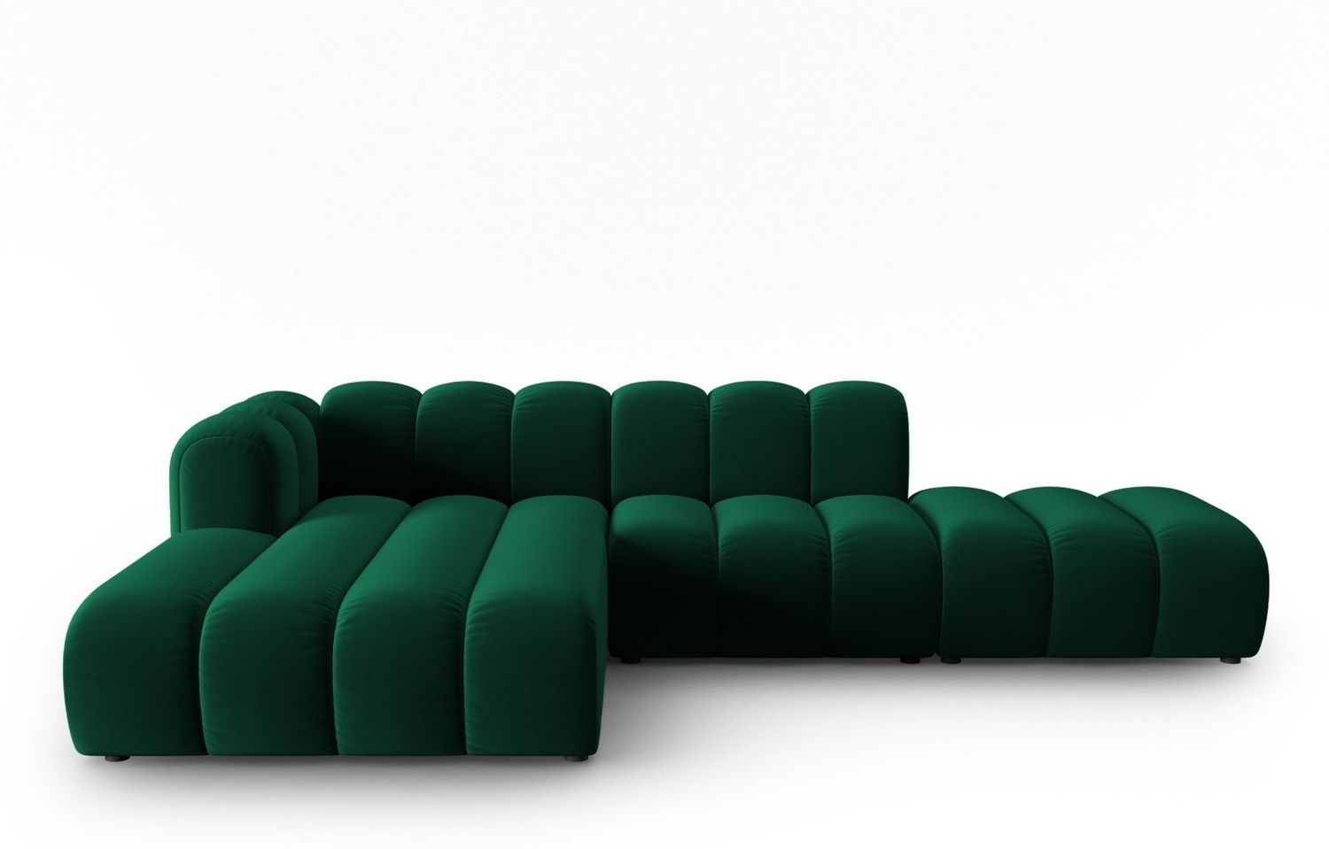 Micadoni Modulares Ecksofa offen Lupine 5-Sitzer Links Samtstoff Salvador Flaschengrün Bild 1