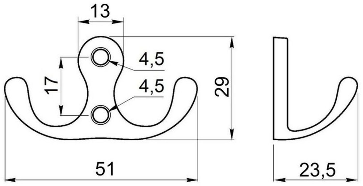 SO-TECH® Garderobenhaken 2-fach Kleiderhaken MAREEN 29 x 51 x 23,5 mm, BA 17 mm (1 St), Metall massiv, Chrom poliert Bild 1