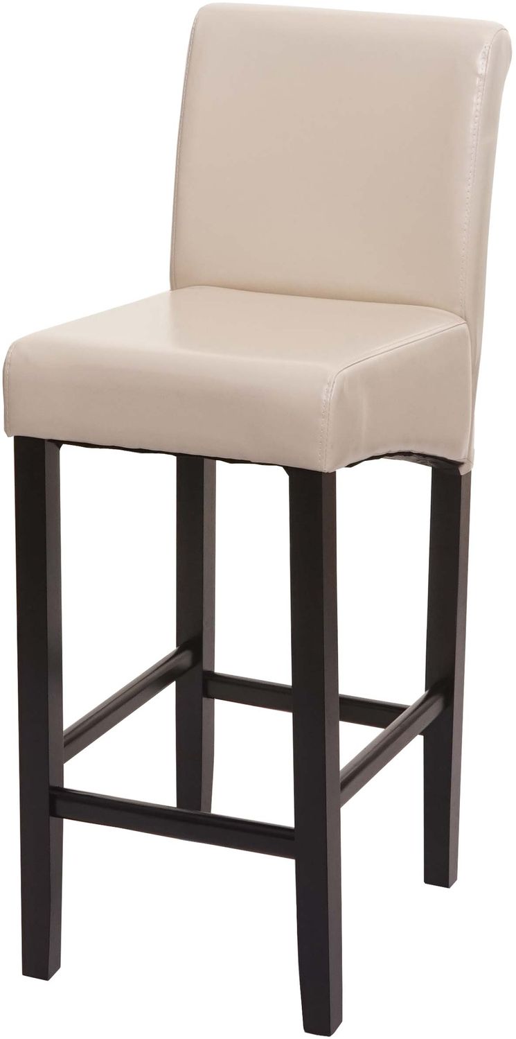 Barhocker HWC-C33, Barstuhl Tresenhocker, Holz FSC®-zertifiziert ~ creme, dunkle Beine, Kunstleder Bild 1
