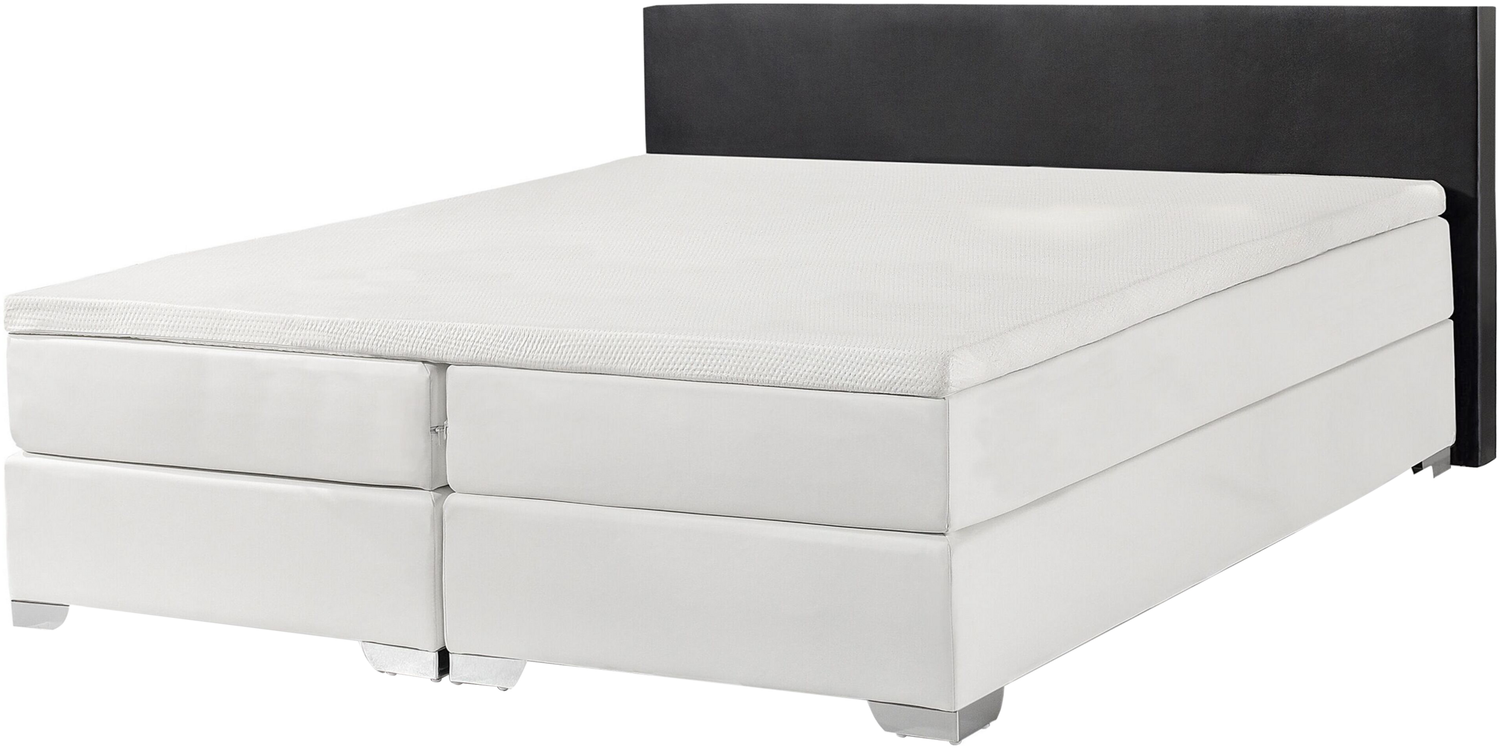 Boxspringbett 'President' Kunstleder, 160x200 cm Schwarz/Weiß Bild 1