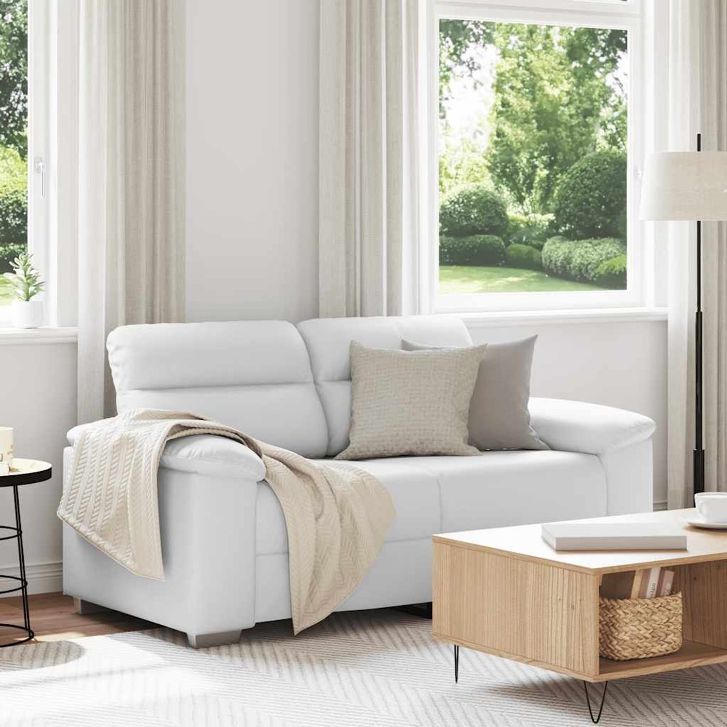 vidaXL 2-Sitzer-Sofa Weiß 160x81x84 cm Kunstleder 4105338 Bild 1