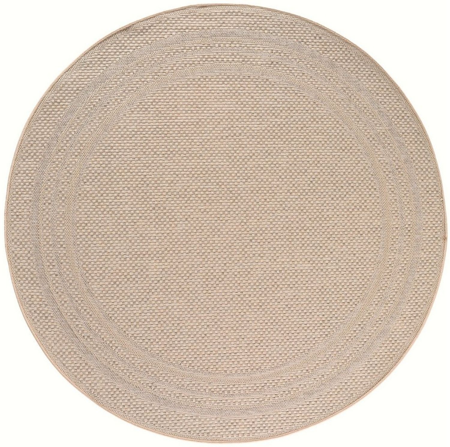 KADIMA DESIGN Teppich VENTOUX Wetterfest UV-Beständig Balkon Waschbar Strapazierfähig, Rund, Höhe: 5 mm, Beige, 80x80 cm, Outdoor Balkonteppich Terrasse Pflegeleicht Robust Bild 1