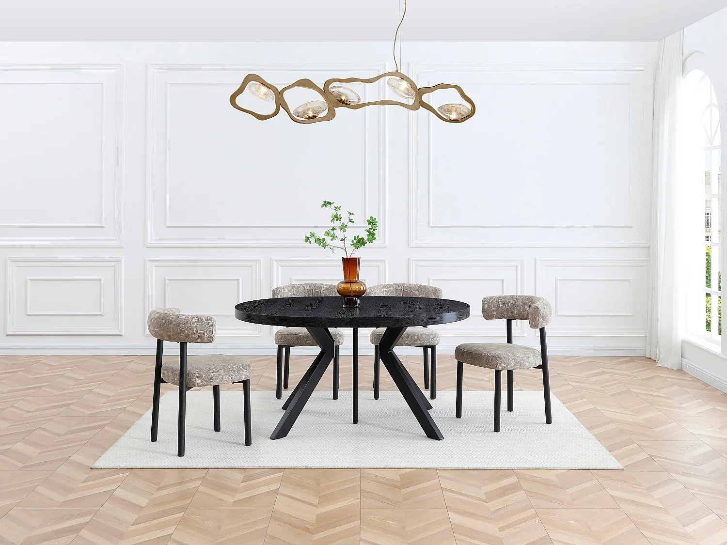 Vente-unique - KOMONI Esstisch Holz, Platte Schwarz - B 120 cm x H 76 cm x L 250 cm300 cm150 cm200 cm Bild 1