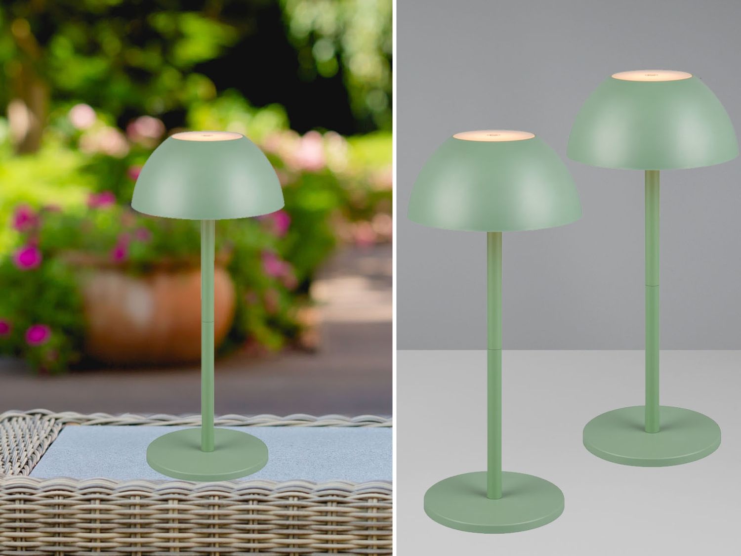2er SET Akku LED Tischlampen kabellos für Innen & Außen, Grün - 30cm klein Bild 1