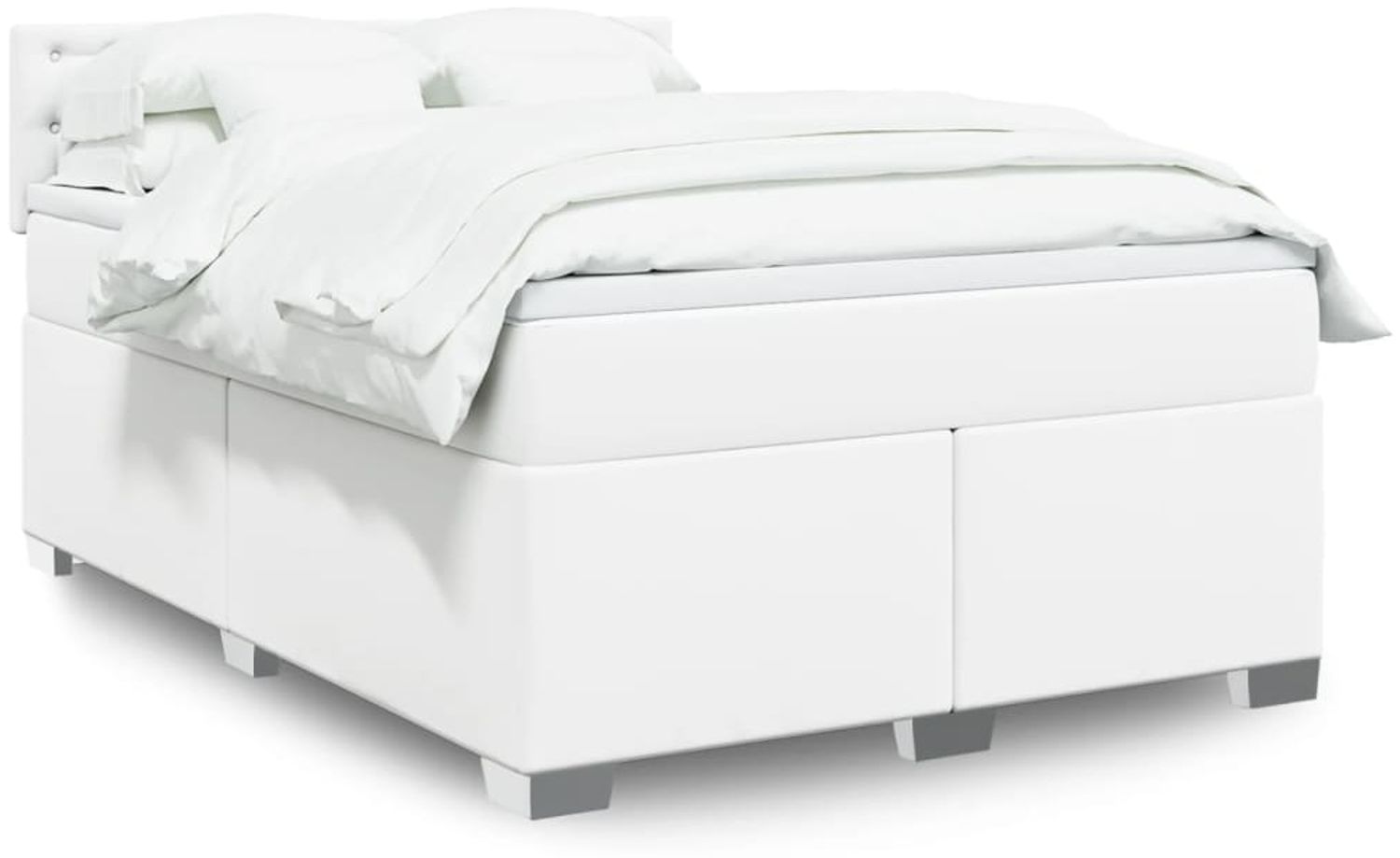 vidaXL Boxspringbett mit Matratze Weiß 140x200 cm Kunstleder Bild 1