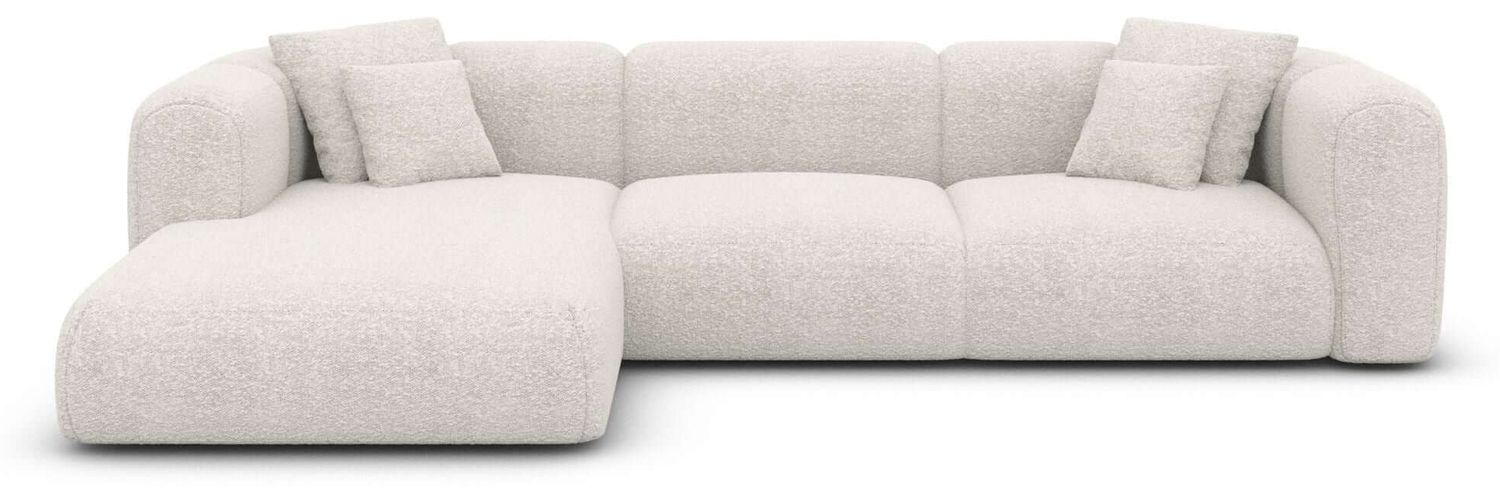 Ecksofa Venturia L Form aus Samtstoff - Bouclestoff - weiß - Links Bild 1