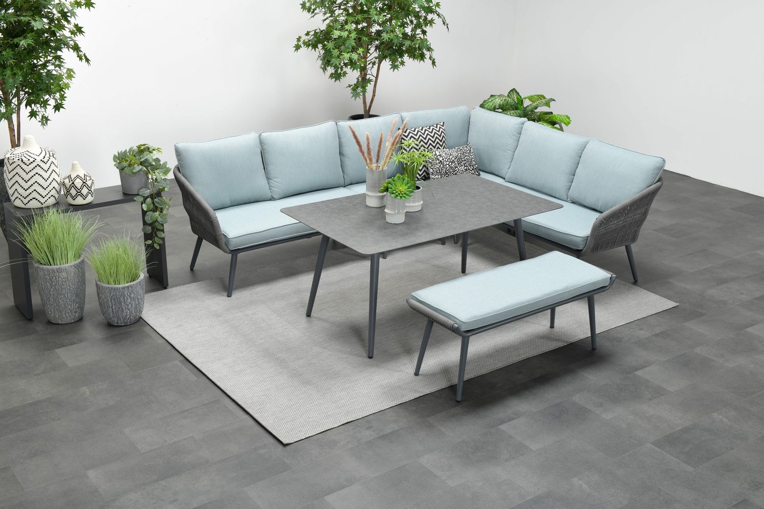 Garden Impressions DAVIS Rope Alu Lounge Set Gartenmöbel Sitzgruppe grau rechts Bild 1