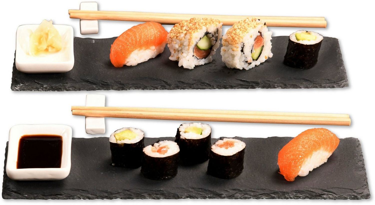 8 tlg. Schiefer-Servierplatten-Set - Sushi für 2 Personen Bild 1
