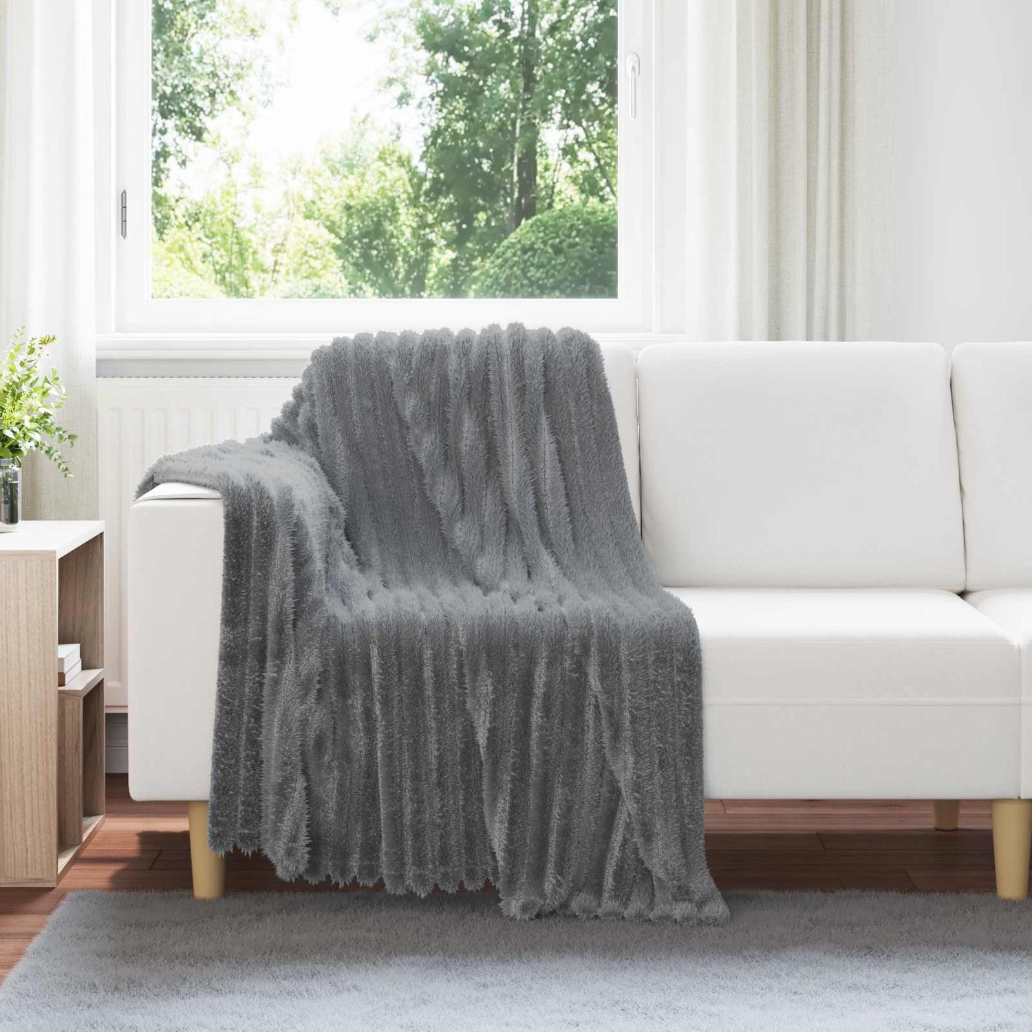 vidaXL Überwurfdecke Dunkelgrau 150 x 130 cm Fleece 42016829 Bild 1