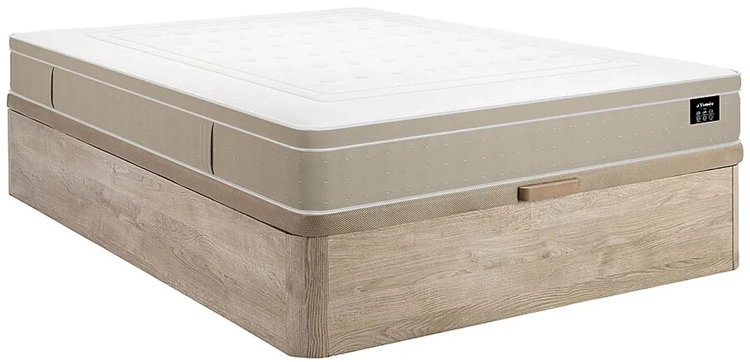 Vente-unique - CIREVA Mattress and bed base set StoffHolz, Platte BeigeWeiß - B 160 cm x H 30 cm x L 200 cm Bild 1