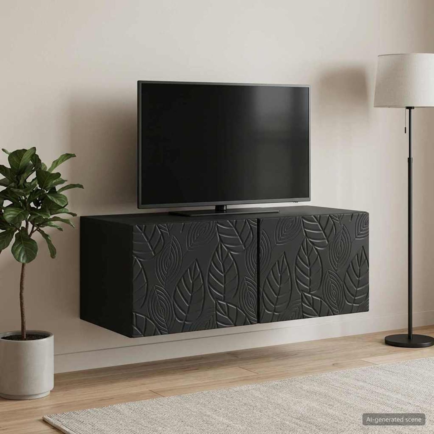vidaXL Wandmontierter TV-Schrank 98 x 41 x 30 cm Schwarz Holzwerkstoff 898866 Bild 1