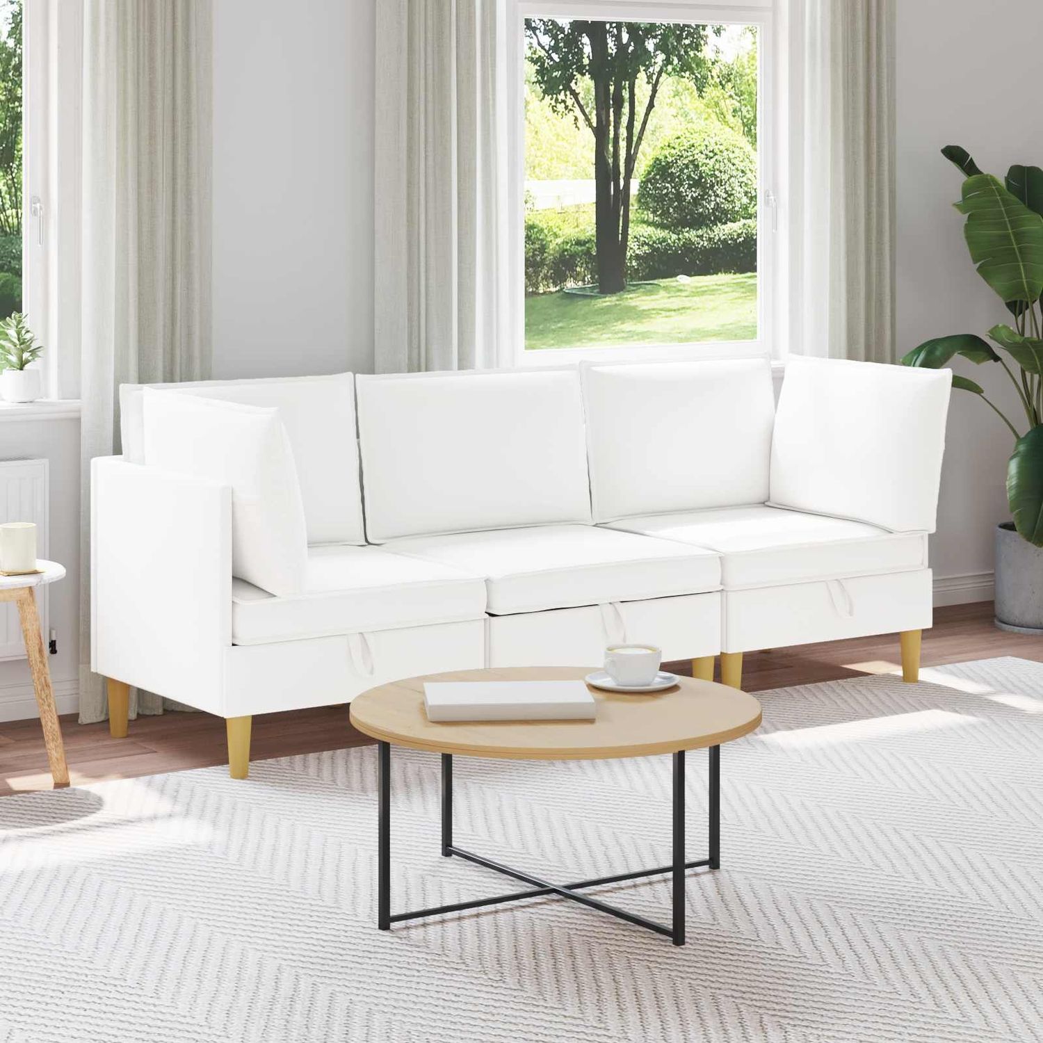vidaXL Modular Sofa Set mit Stauraum 3 pcs Weiß Stoff 3413718 Bild 1