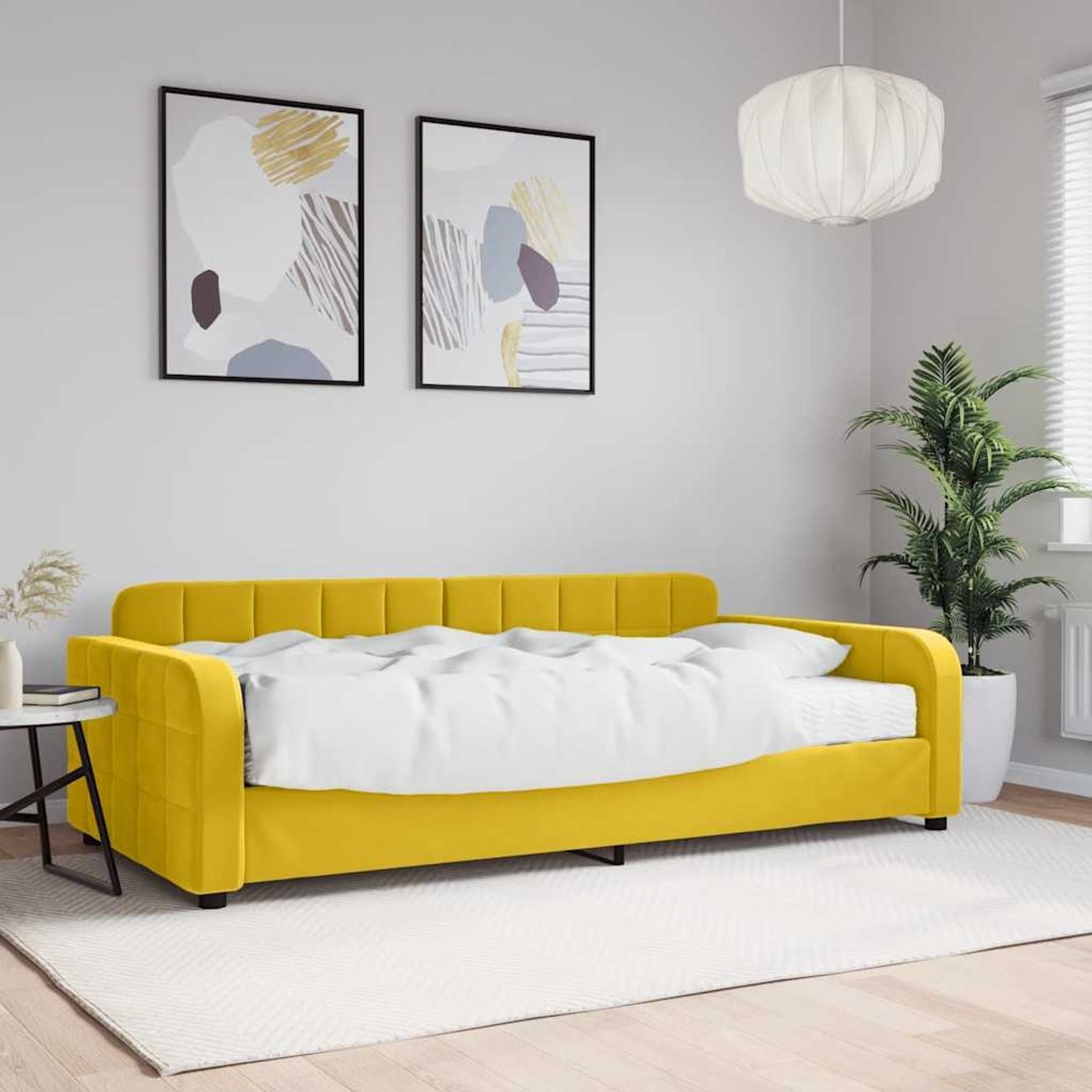 vidaXL Tagesbett mit Matratze Gelb 100x200 cm Samt 3196917 Bild 1