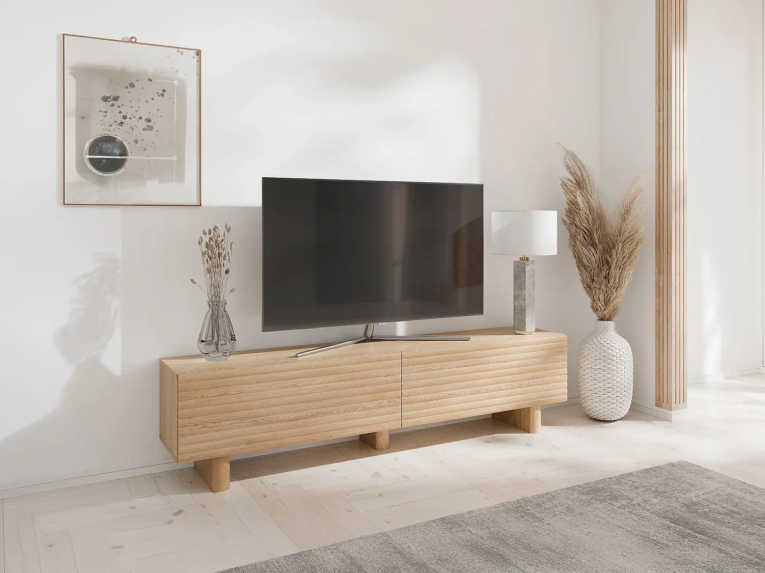 Vente-unique - LUDIMA TV unit Holz, Platte Beige - B 36,8 cm x H 46,1 cm x L 180 cm Bild 1