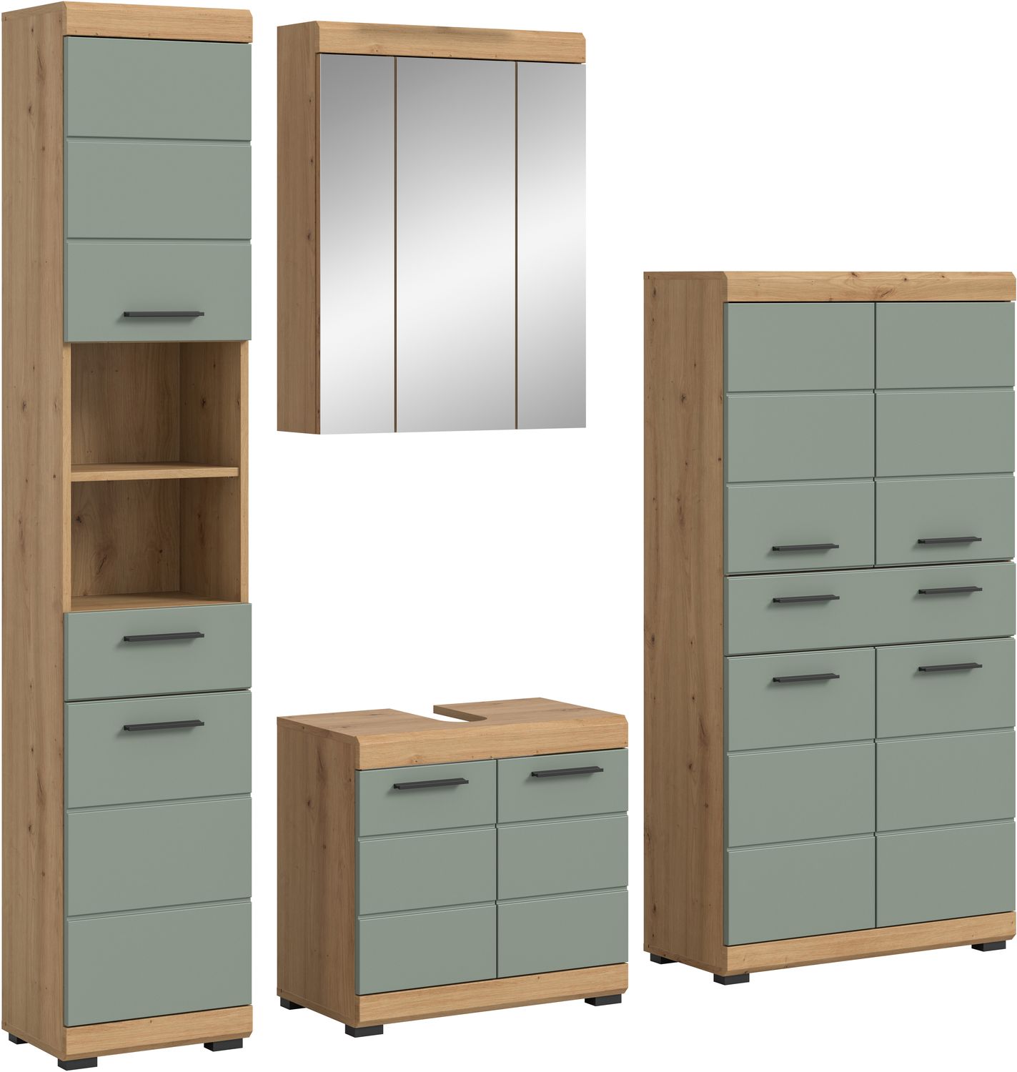 Xonox Scout Badkombination (B/H/T: 186x191x34 cm) in Salbei und Artisan Eiche Nachbildung Bild 1