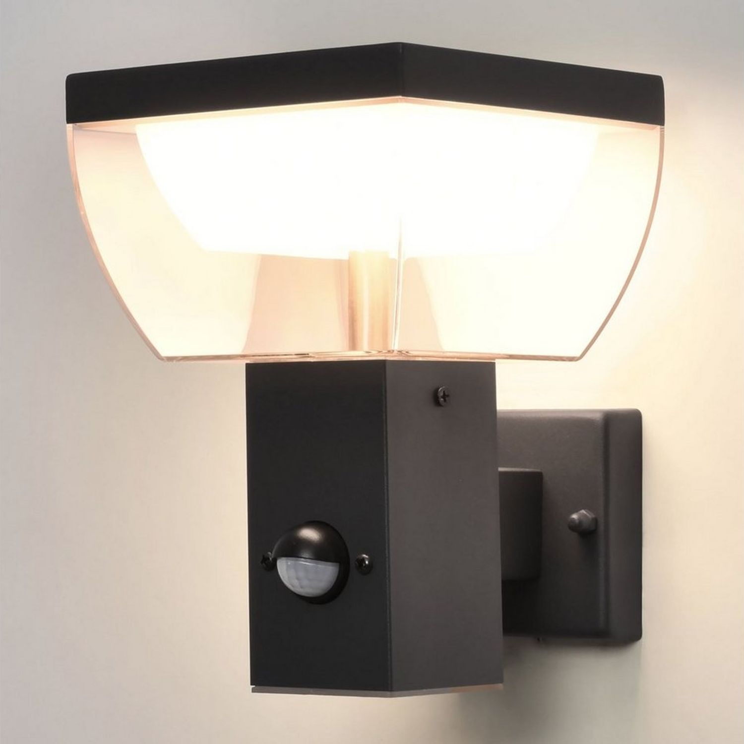 Maxkomfort LED Außen-Wandleuchte mit/ohne Bewegungsmelder - 10W Warmweiß 3000K, IP44 Wetterfest, mit Bewegungsmelder, LED fest integriert, Zeit-& Dämmerungseinstellung, 1200lm, Moderne Wandleuchte Außen Bild 1
