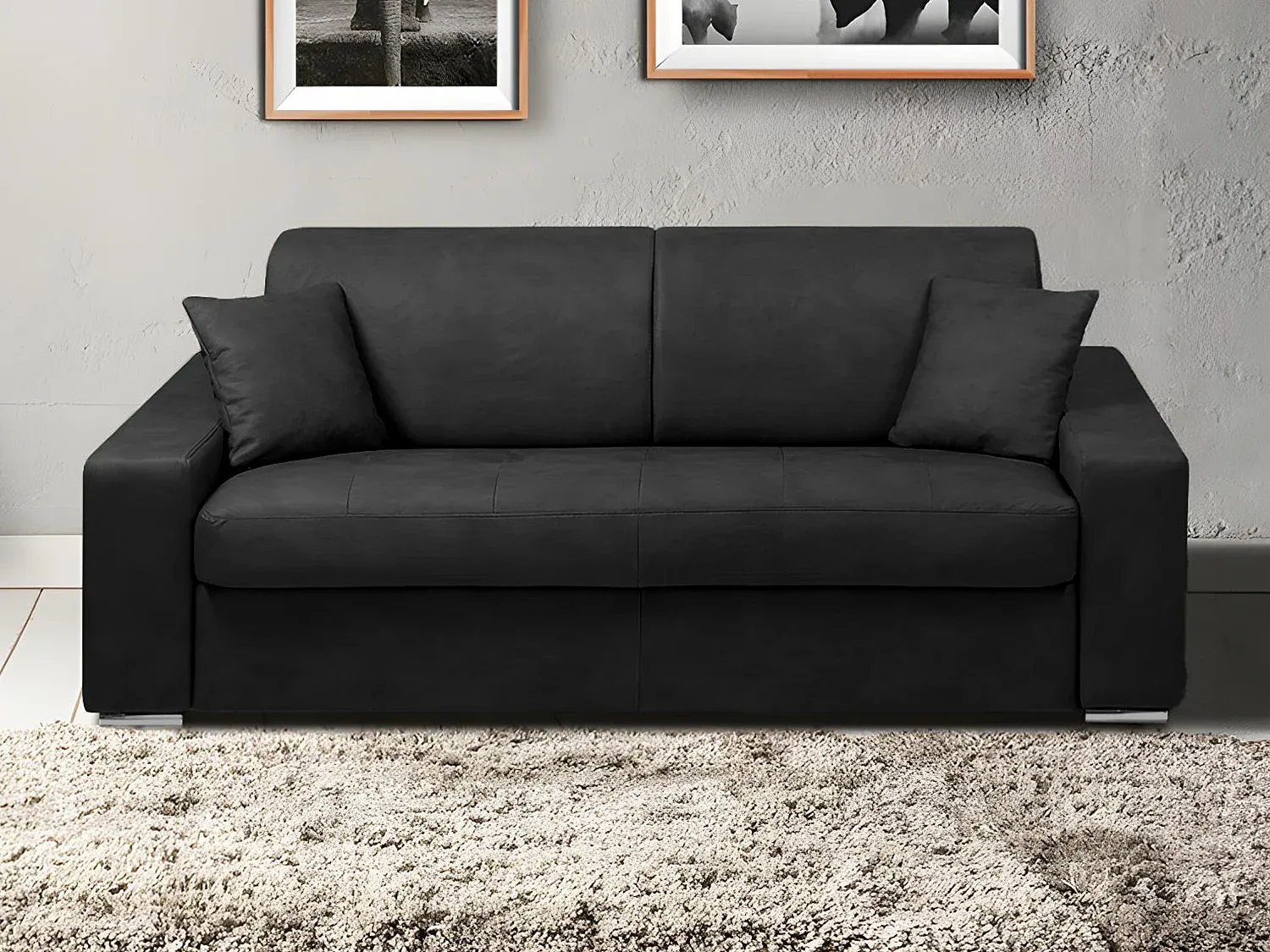 Schlafsofa 3-Sitzer EMIR - Schwarz - Liegefläche: 140 cm - Matratzenhöhe: 22 cm Bild 1