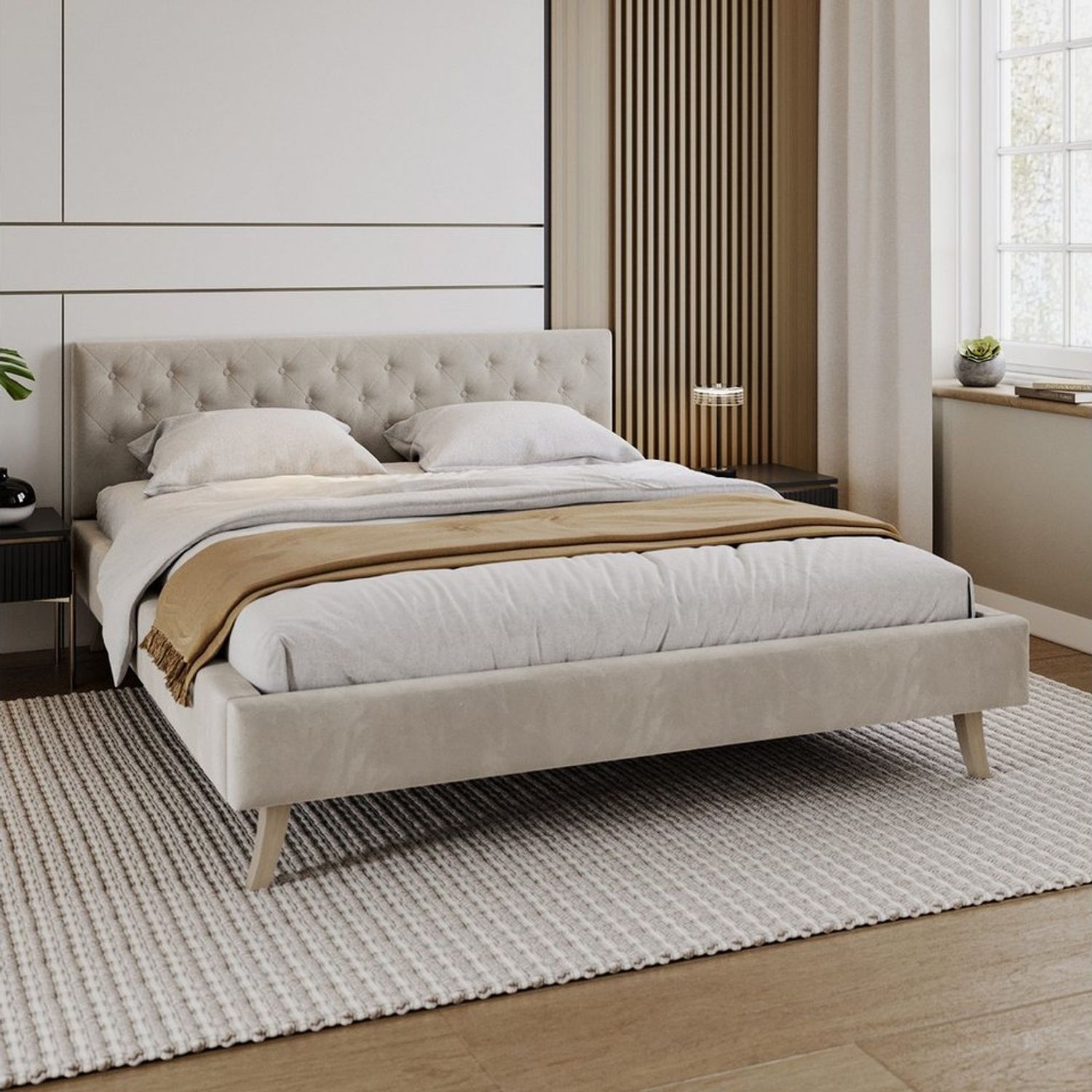 FDM Polsterbett ZUZA modern mit Bettkasten MADE IN EU - mit hochwertigem Velours Bezug (verfügbar 120x200 140x200 160x200 180x200cm, Bettrahmen, Bett, mit großen gepolsterten Kopfteil, ohne Matratze, Lattenrost aus Holz), ohne Matratze, Lattenrost aus ... Bild 1
