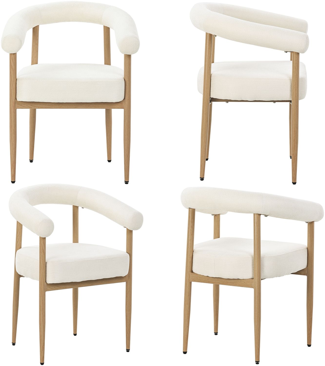 Merax Esszimmerstuhl Gestell aus Metall in Holzoptik Natur, Bezug aus Plüschstoff (Set, 4 St), 4er Set Polsterstühle Armlehnstuhl Küchenstuhl Wohnzimmer Beige Bild 1
