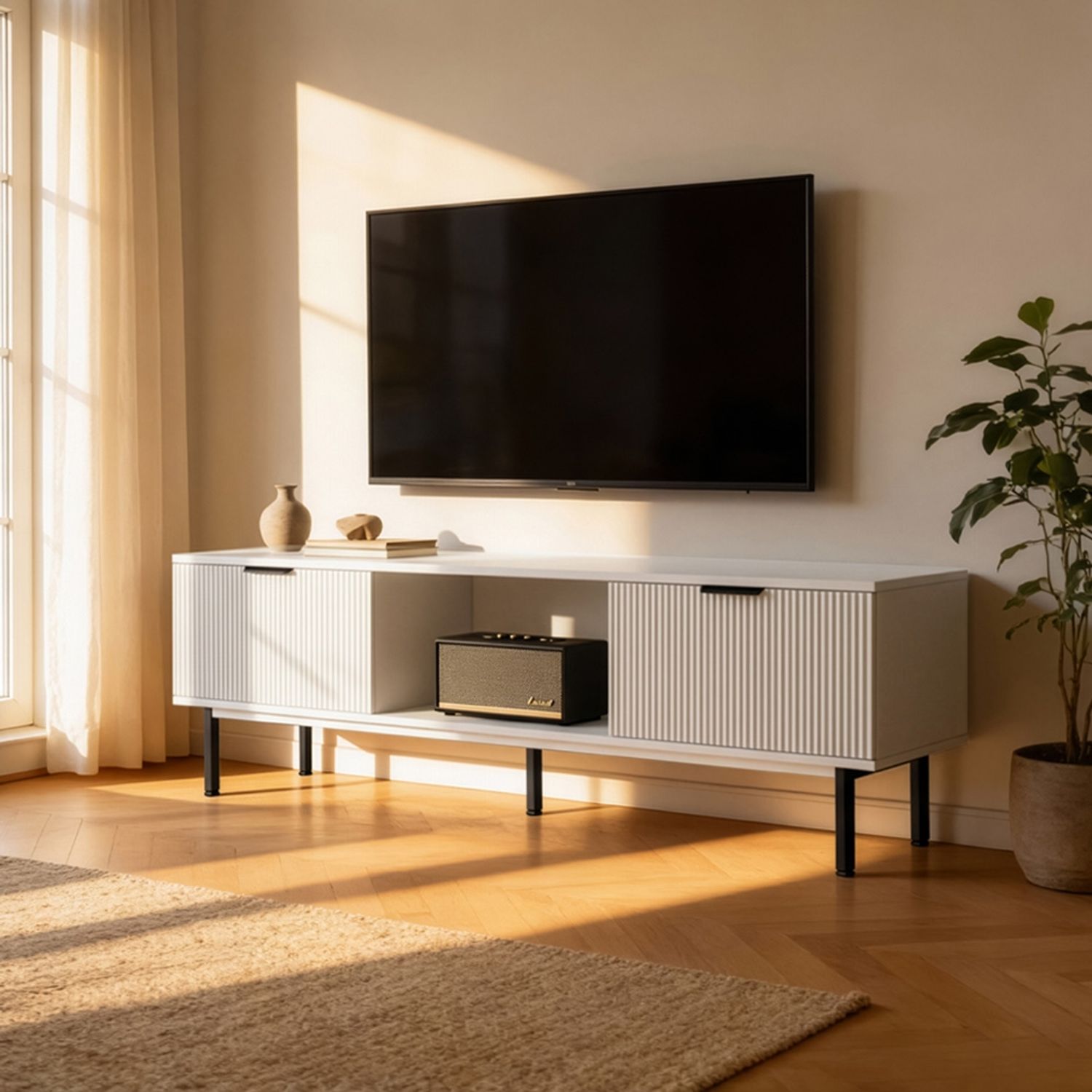 HOME DELUXE TV-Schrank NYLA Weiß - 160 x 43 cm Bild 1
