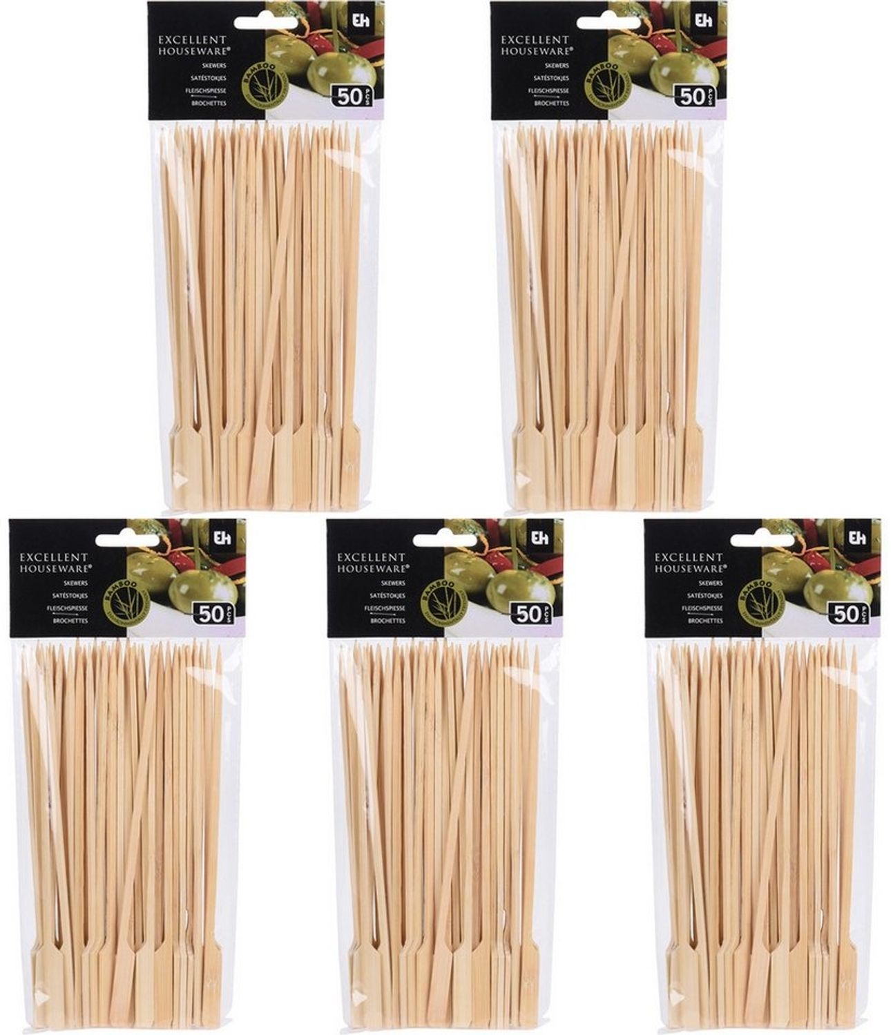 Koopman Schaschlikspieße Grillspieße Partyspieße Bambusspieße (Set, 250-St, Packung), 250tlg, Bambus, Nachhaltig, 20cm lang, eckige Form Bild 1