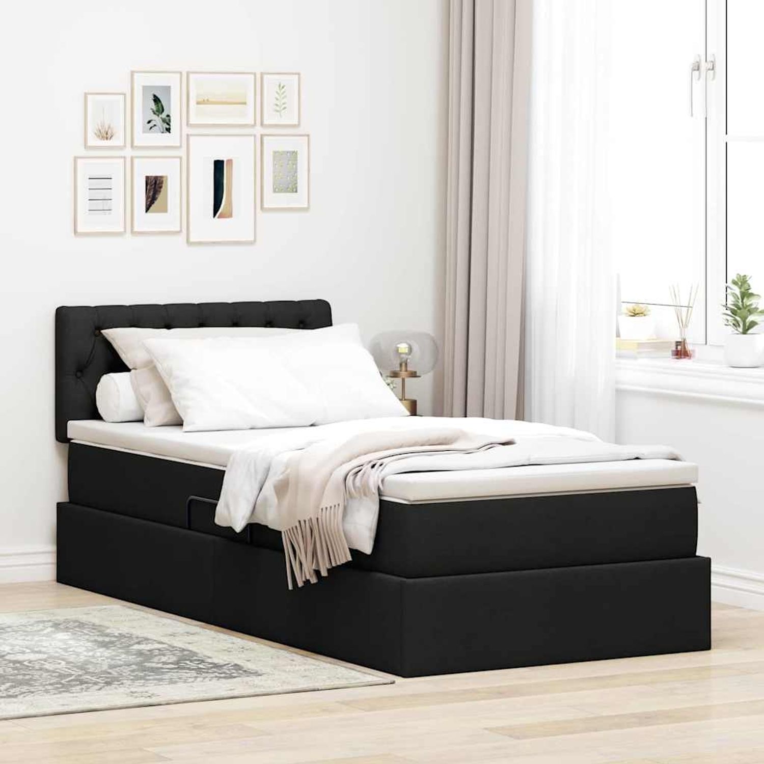 vidaXL Aufbewahrungsbett mit Matratze mit Matratze Schwarz 90 x 200 cm 3370547 Bild 1