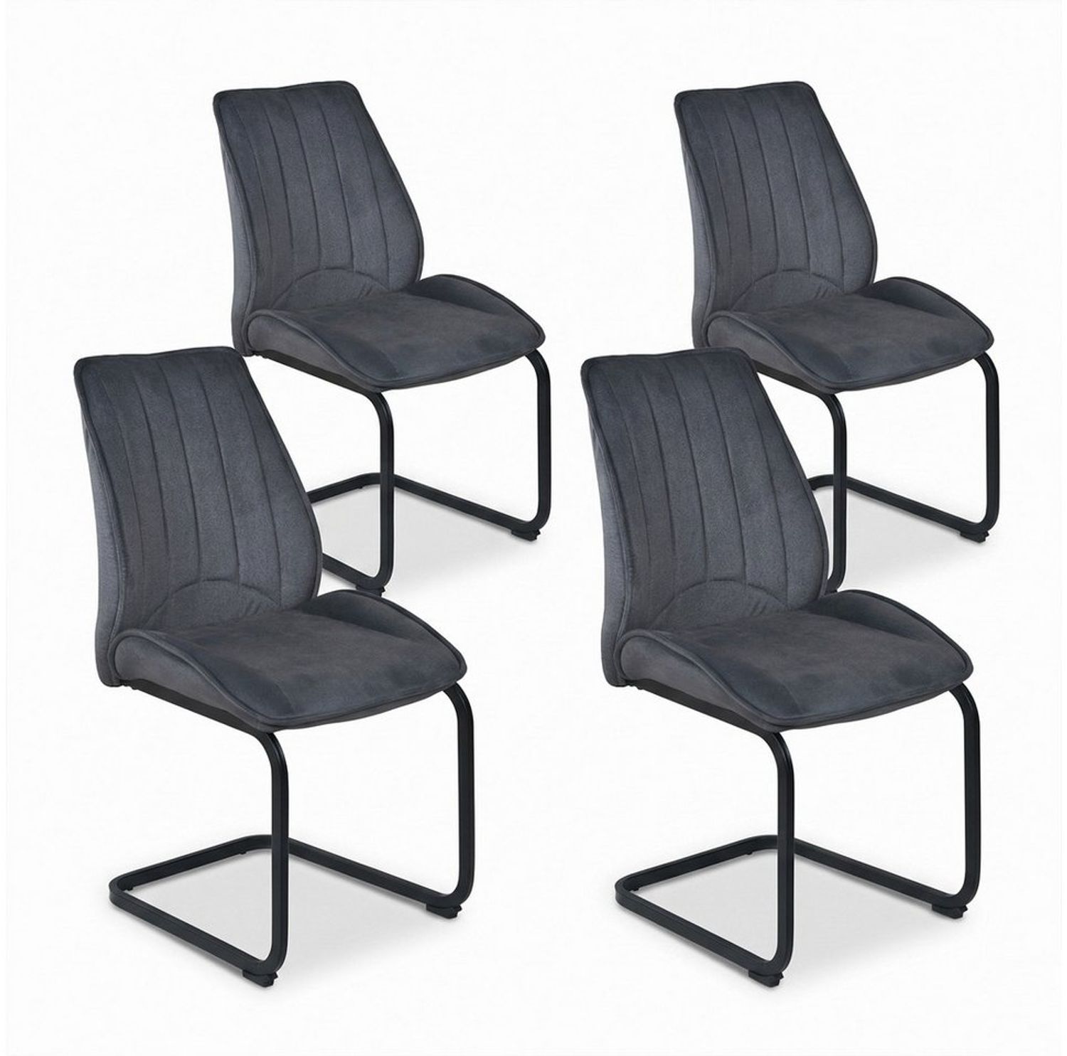 Jiexi Esszimmerstuhl Esszimmerstuhl Grau gepolstert mit Freischwinger Gestell 2er/4er/6er (Set), Schwingstuhl Bild 1