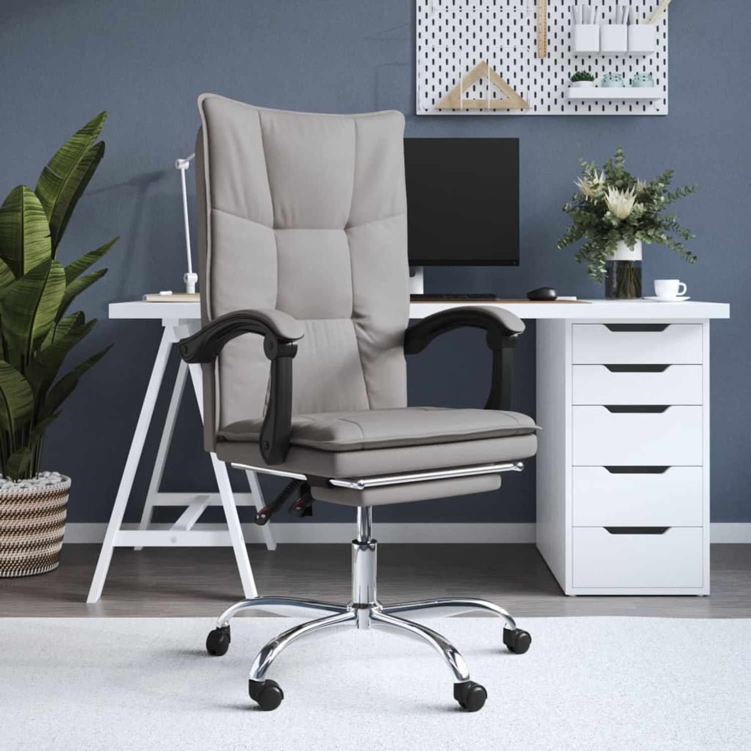 vidaXL Bürostuhl mit Liegefunktion Taupe Stoff 349749 Bild 1